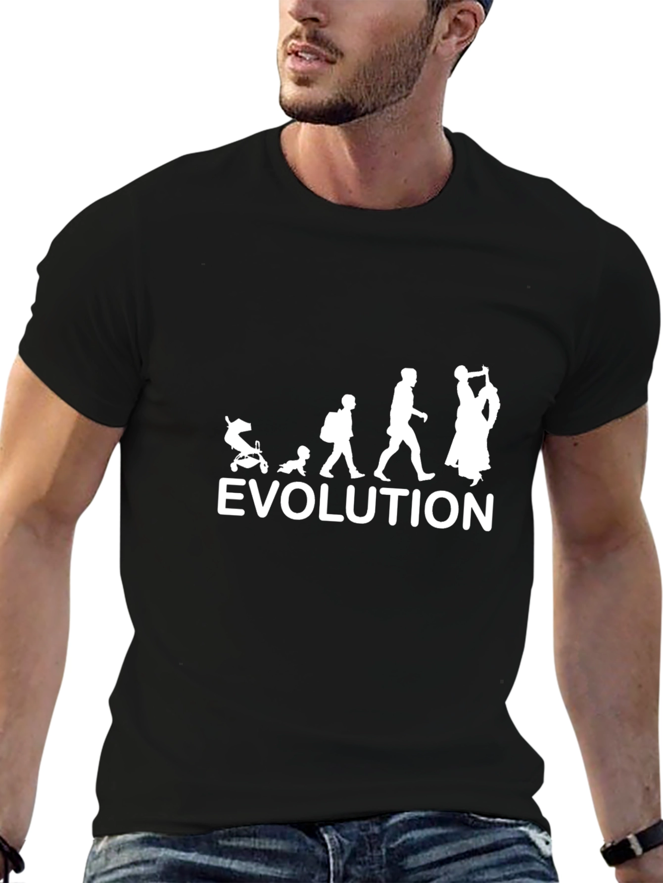 Black Evolution Black Graphic Tee - Men's Novelty T-Shirt view 6