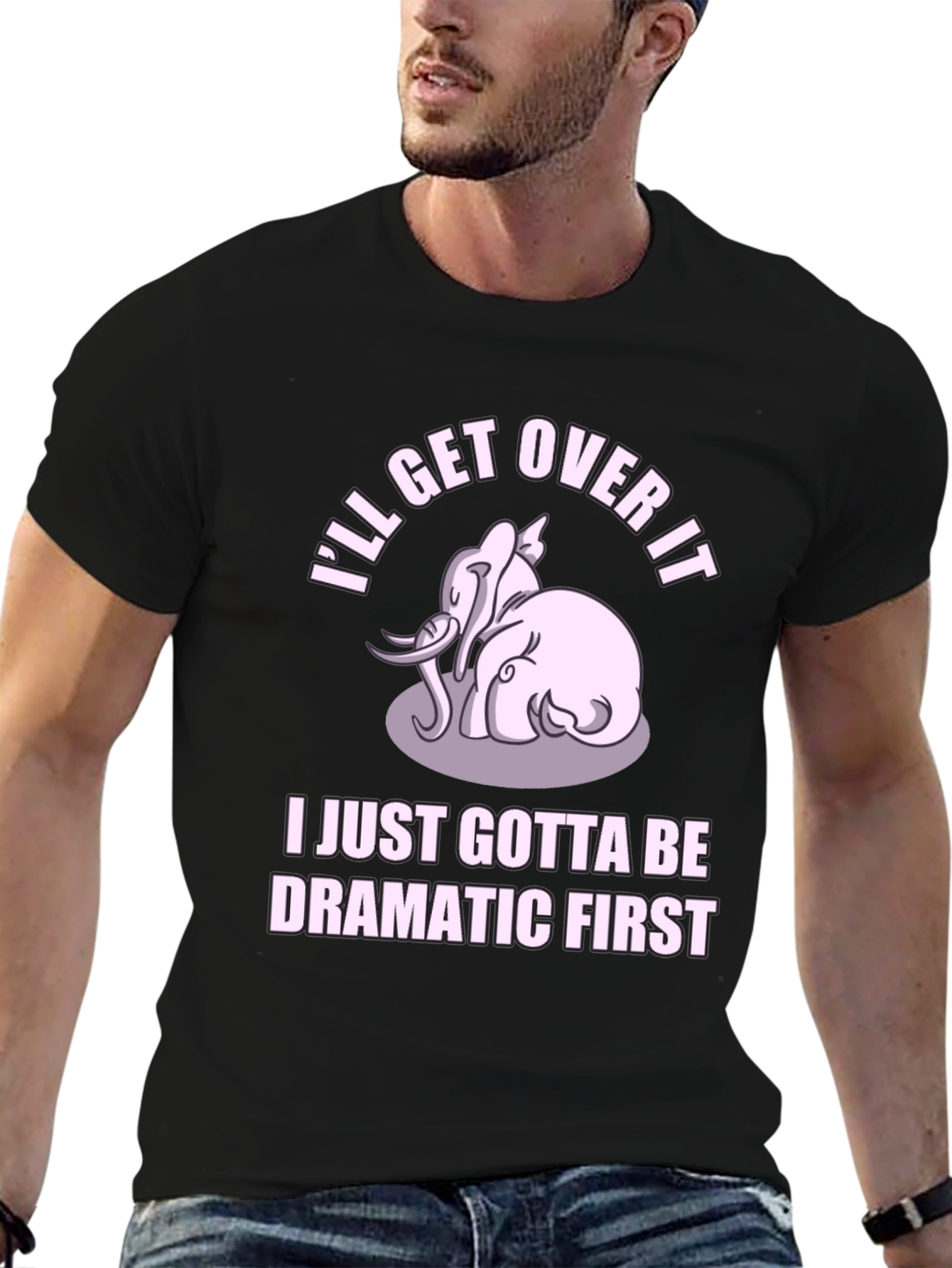 Black Dramatic Elephant Graphic Tee - Black Cotton T-Shirt view 6