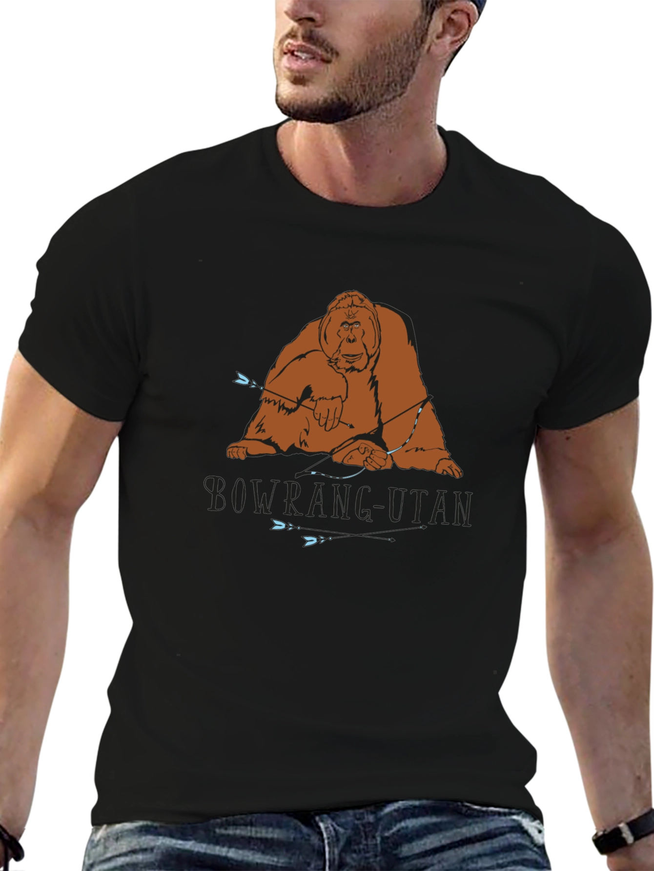 Black Orangutan Graphic Tee - Black view 6