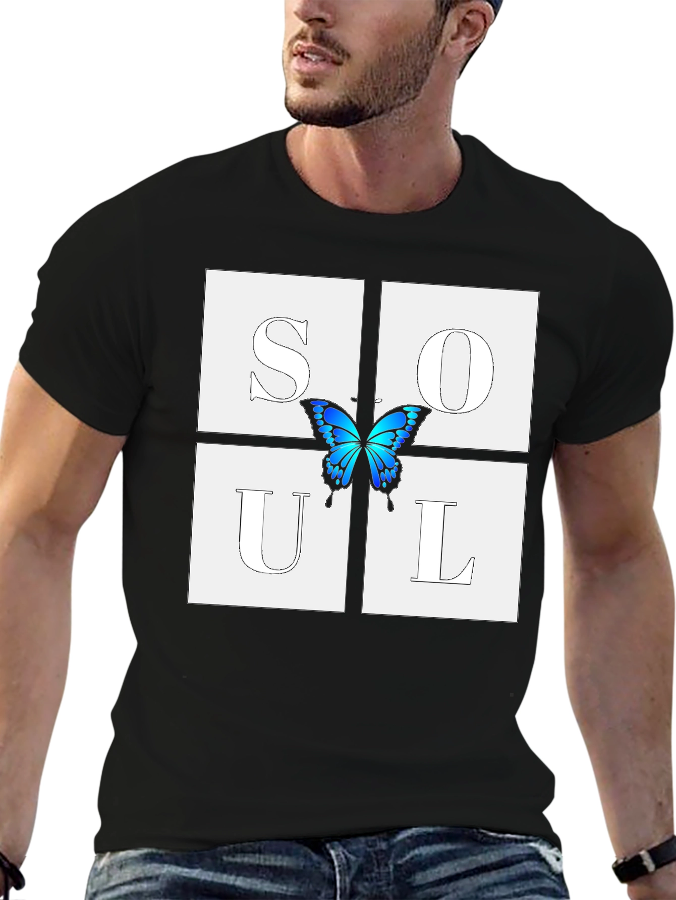Black Soul Butterfly Graphic T-Shirt view 6