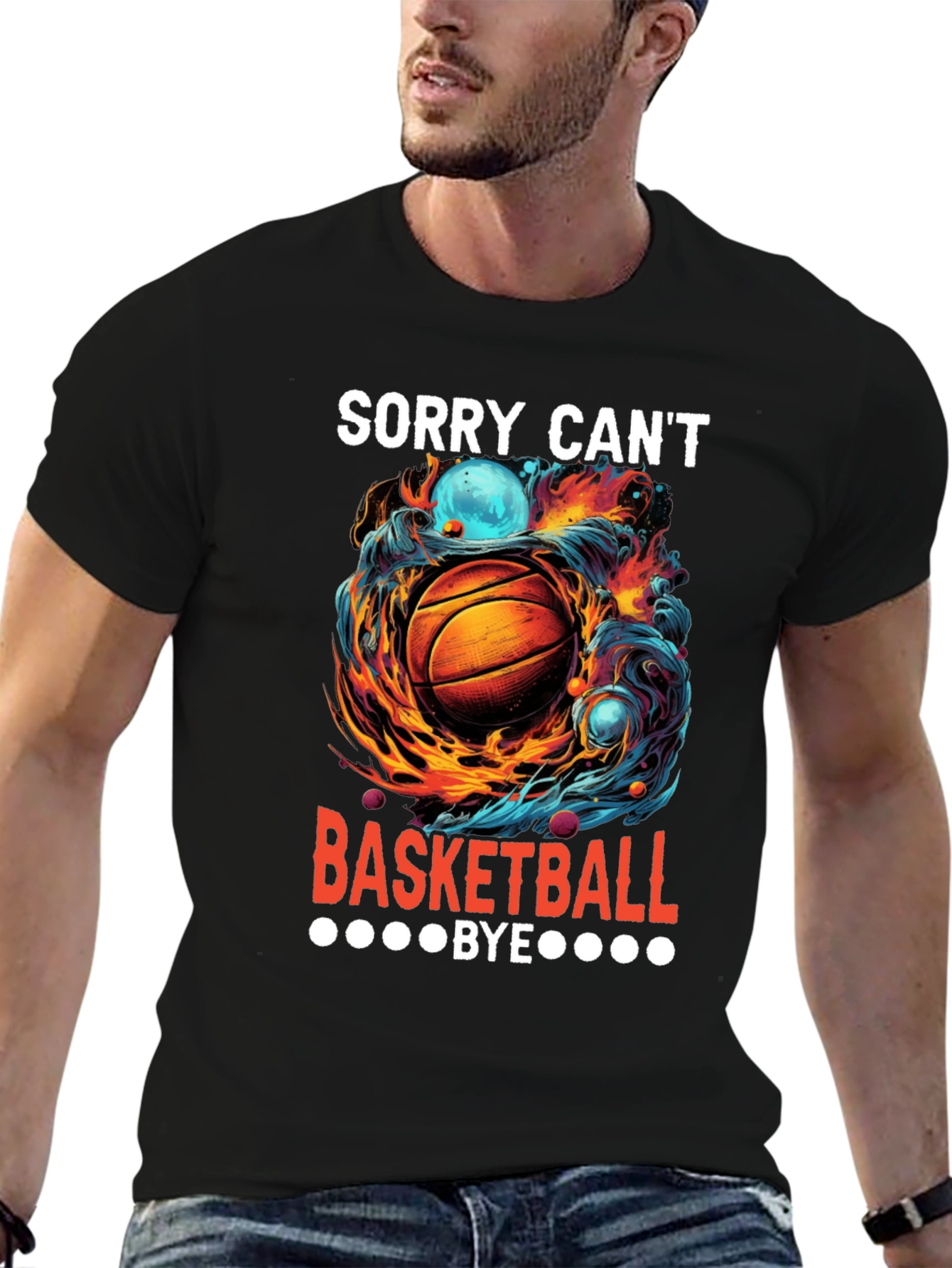Black Sorry Can't Basketball Bye Graphic Tee view 6