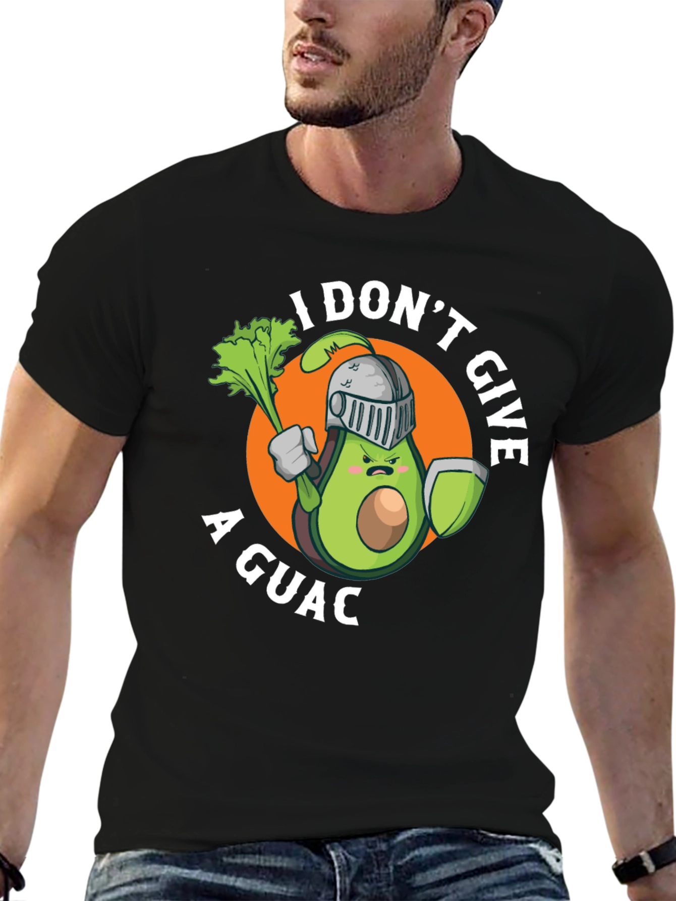 Black I Don't Give A Guac T-Shirt Funny Avocado Knight Tee view 6