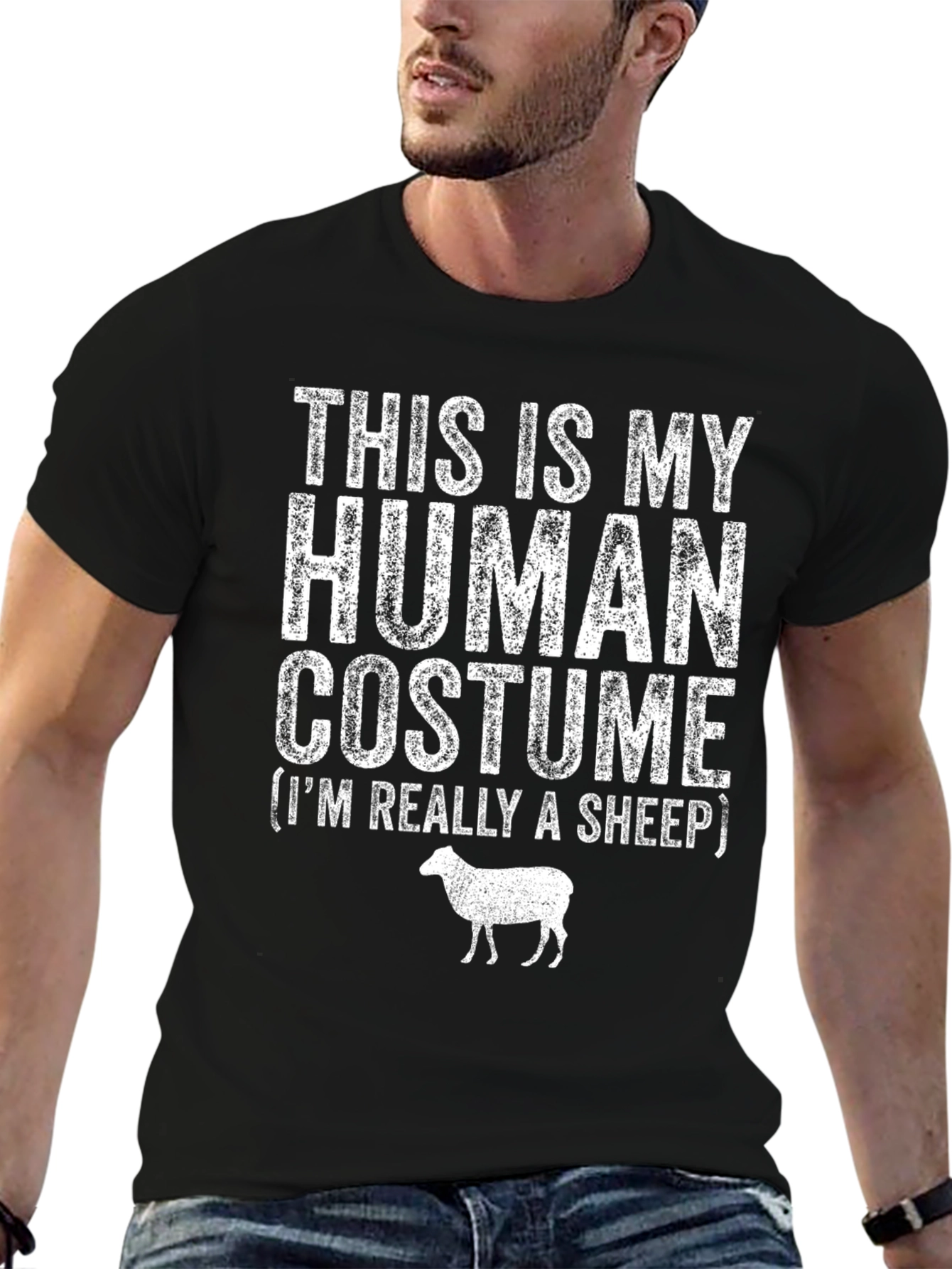 Black Human Costume Sheep T-Shirt view 6