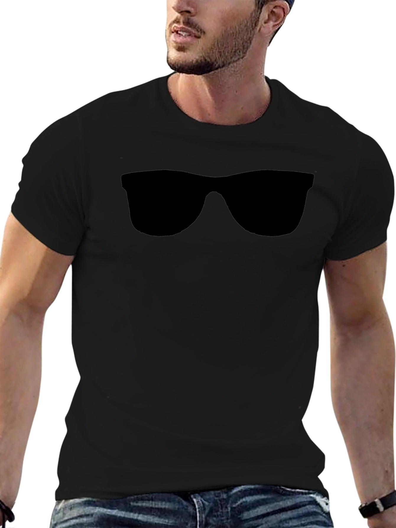 Black Cool Shades Graphic Tee - Black Cotton Comfort view 6