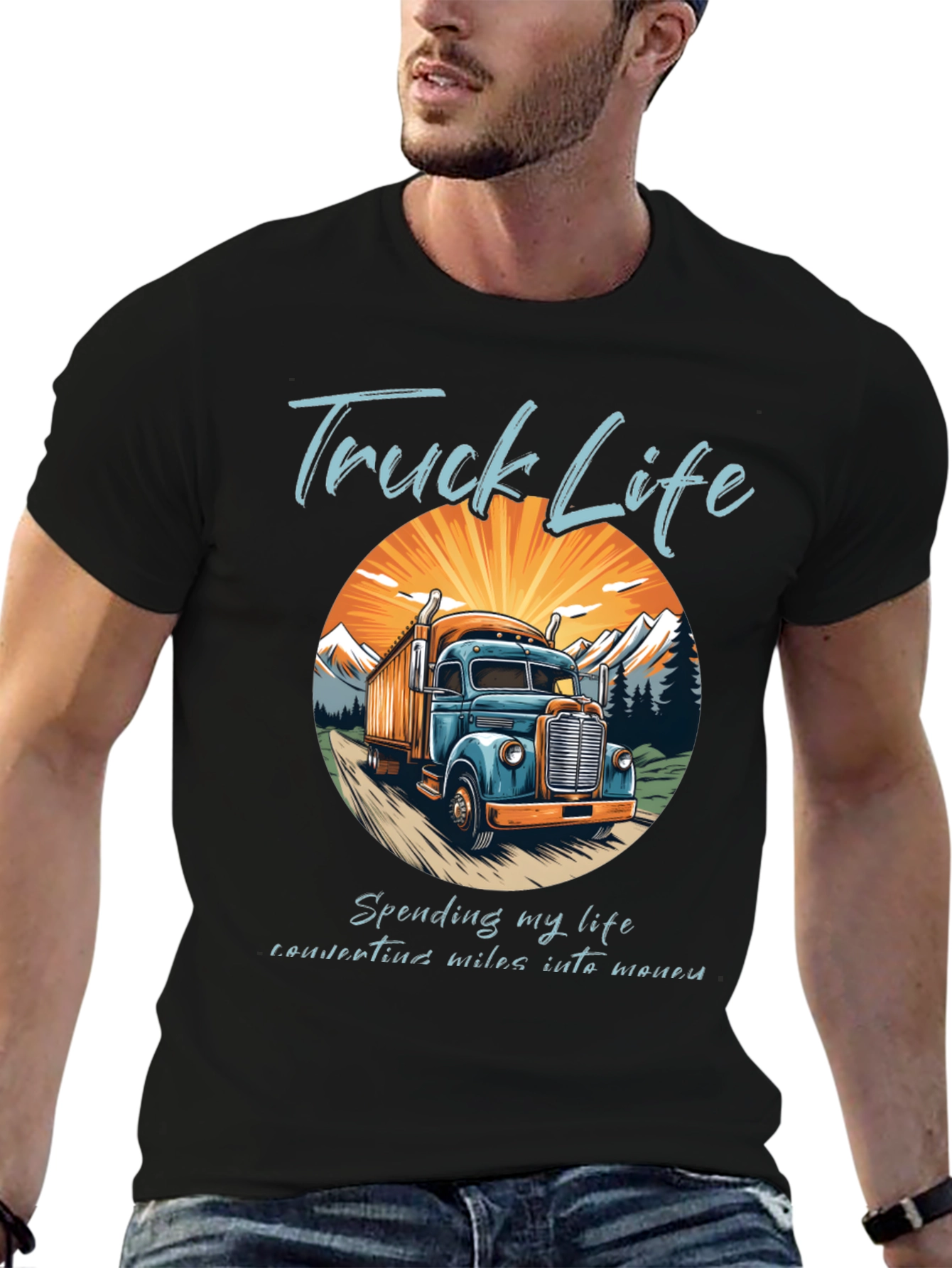 Black Truck Life Tee - Convert Miles Into Money view 6
