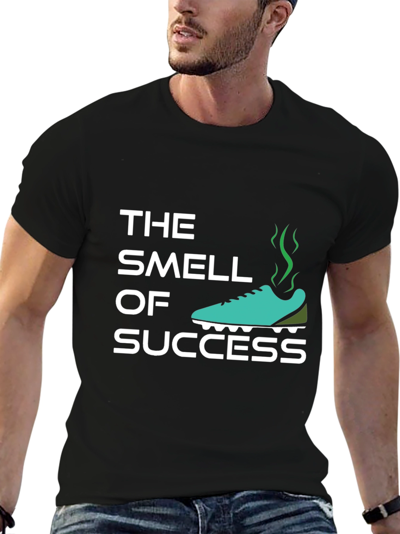Black The Smell of Success T-Shirt - Humorous Athlete Shirt view 6