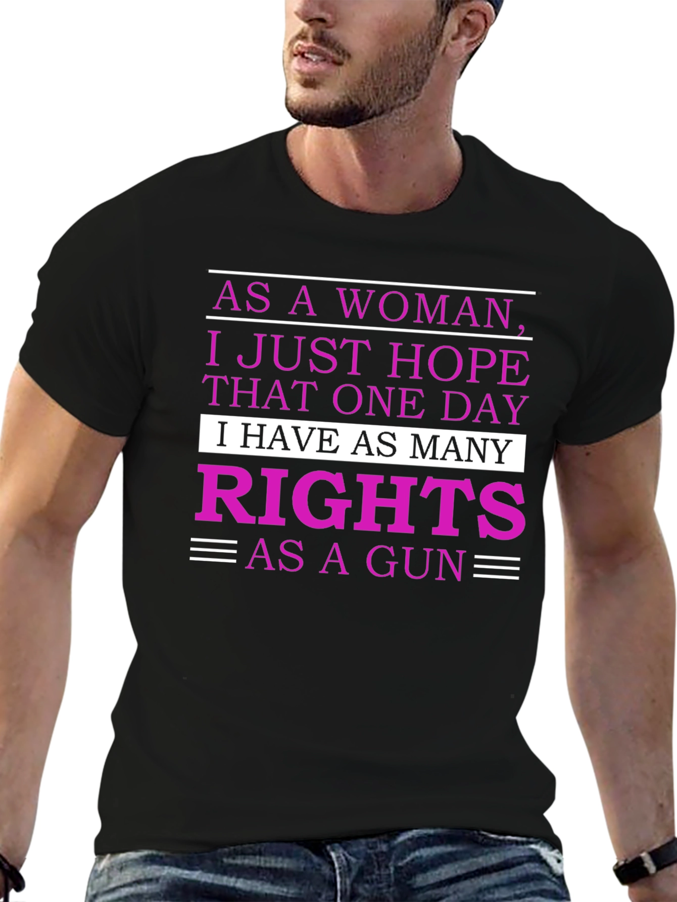 Black Feminist Rights Graphic T-Shirt - As Many Rights As a Gun view 6