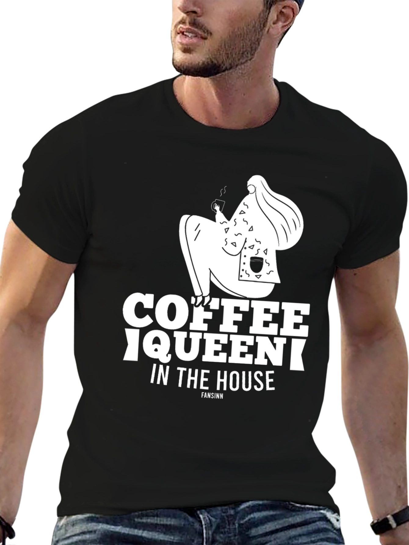 Black Coffee Queen Graphic T-Shirt - Casual Style view 6