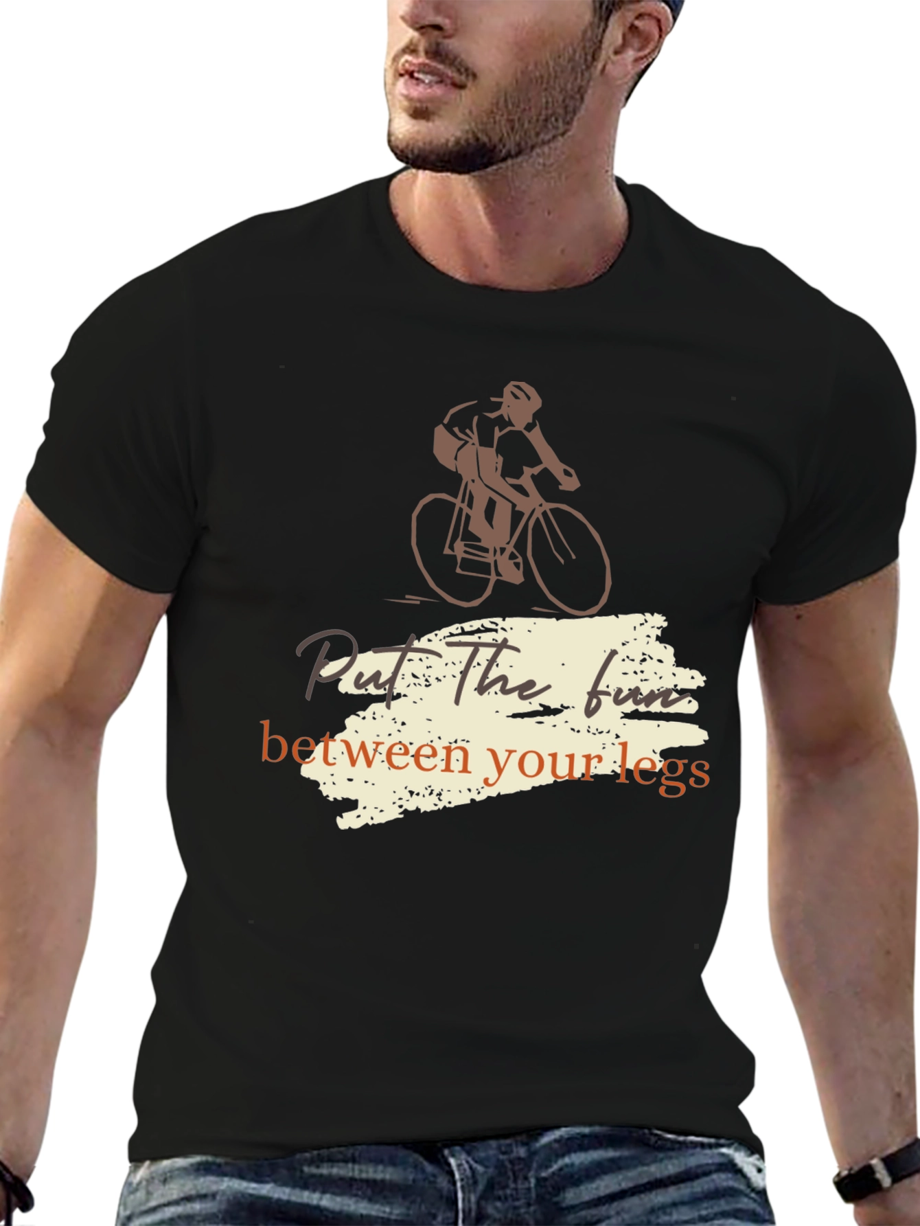 Black Cycling Fun Tee - "Put the Fun Between Your Legs" Shirt view 6