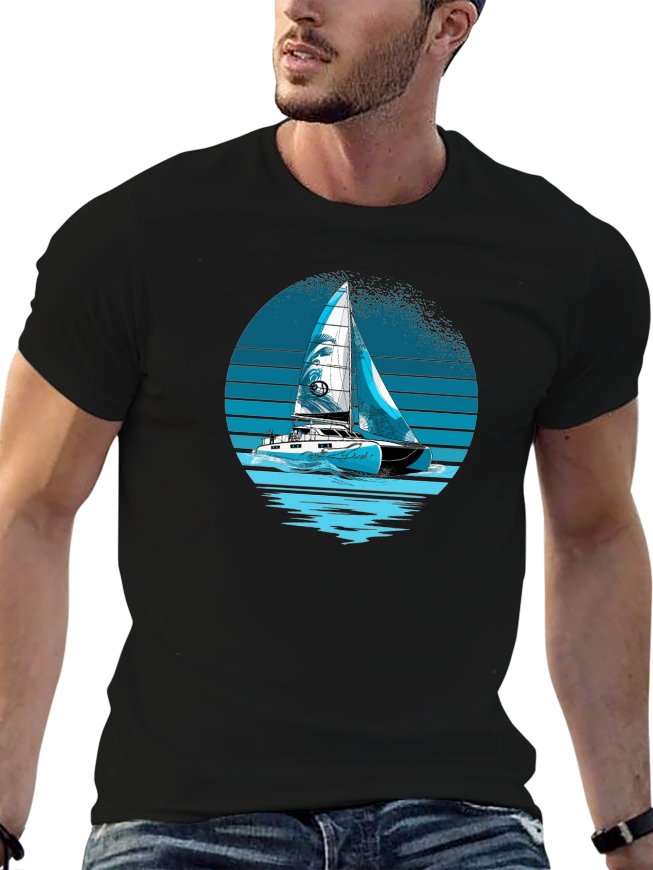 Black Sailing T-Shirt - Black Nautical Graphic Tee view 6