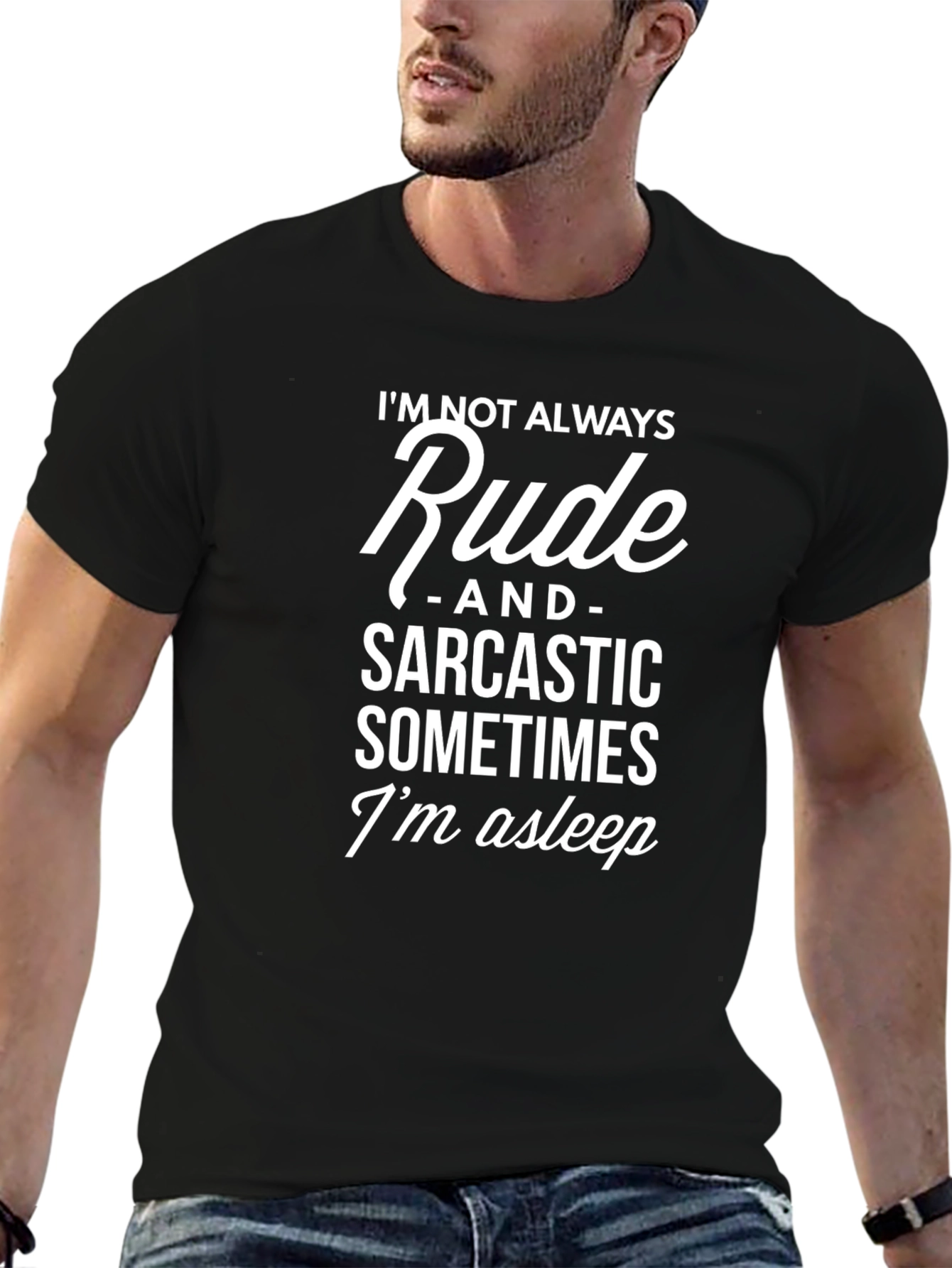 Black Sarcastic Humor Tee - I'm Not Always Rude T-Shirt view 6