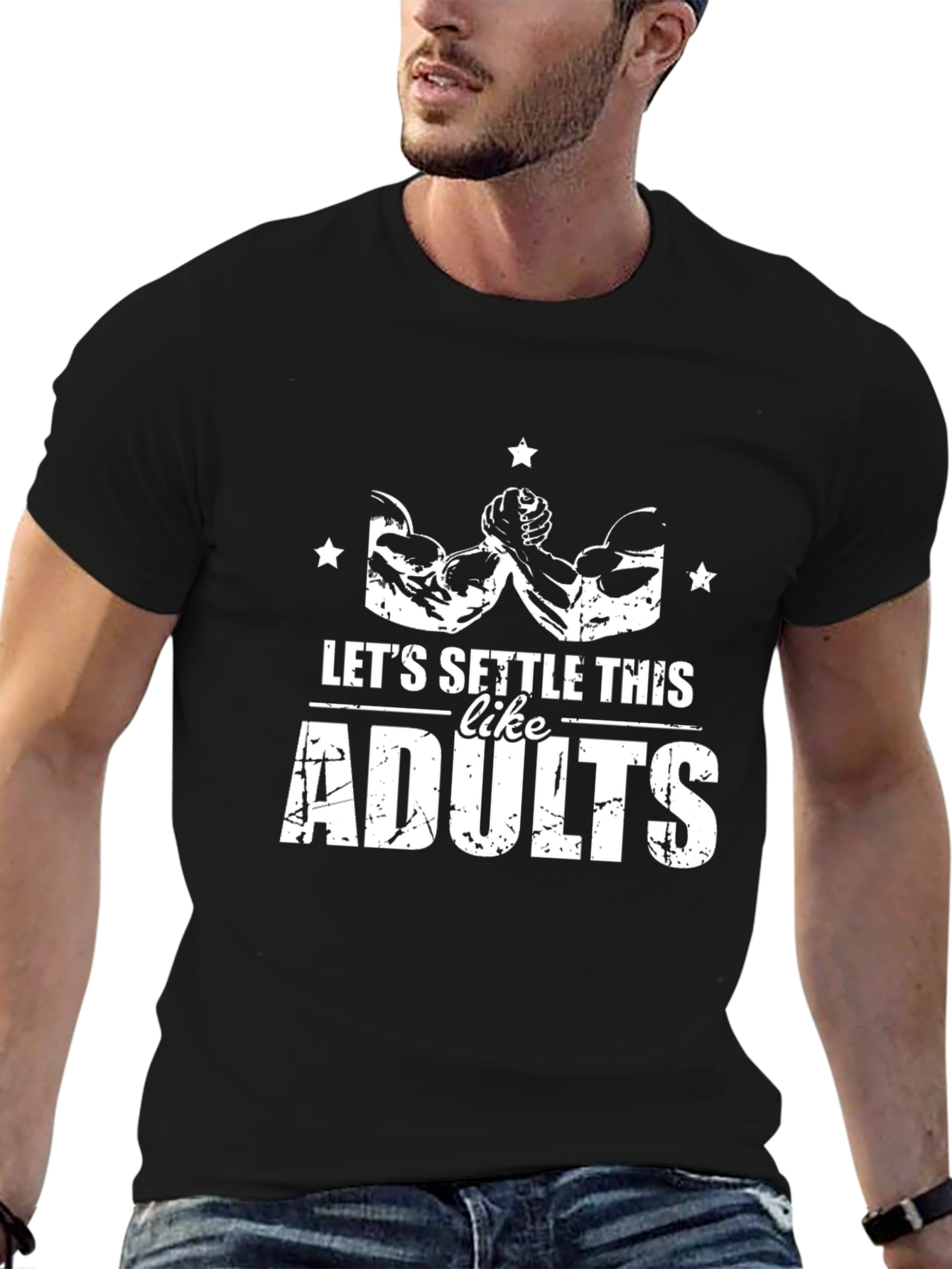 Black Let's Settle This Like Adults Black T-Shirt view 6