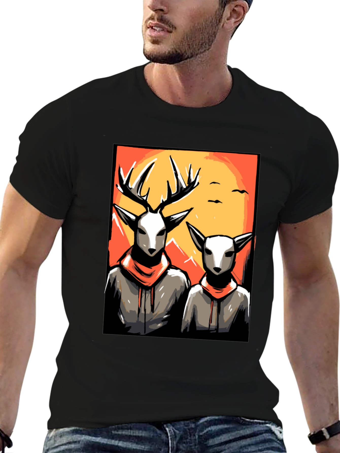 Black Deer Duo Graphic Tee - Cool Urban Style view 6