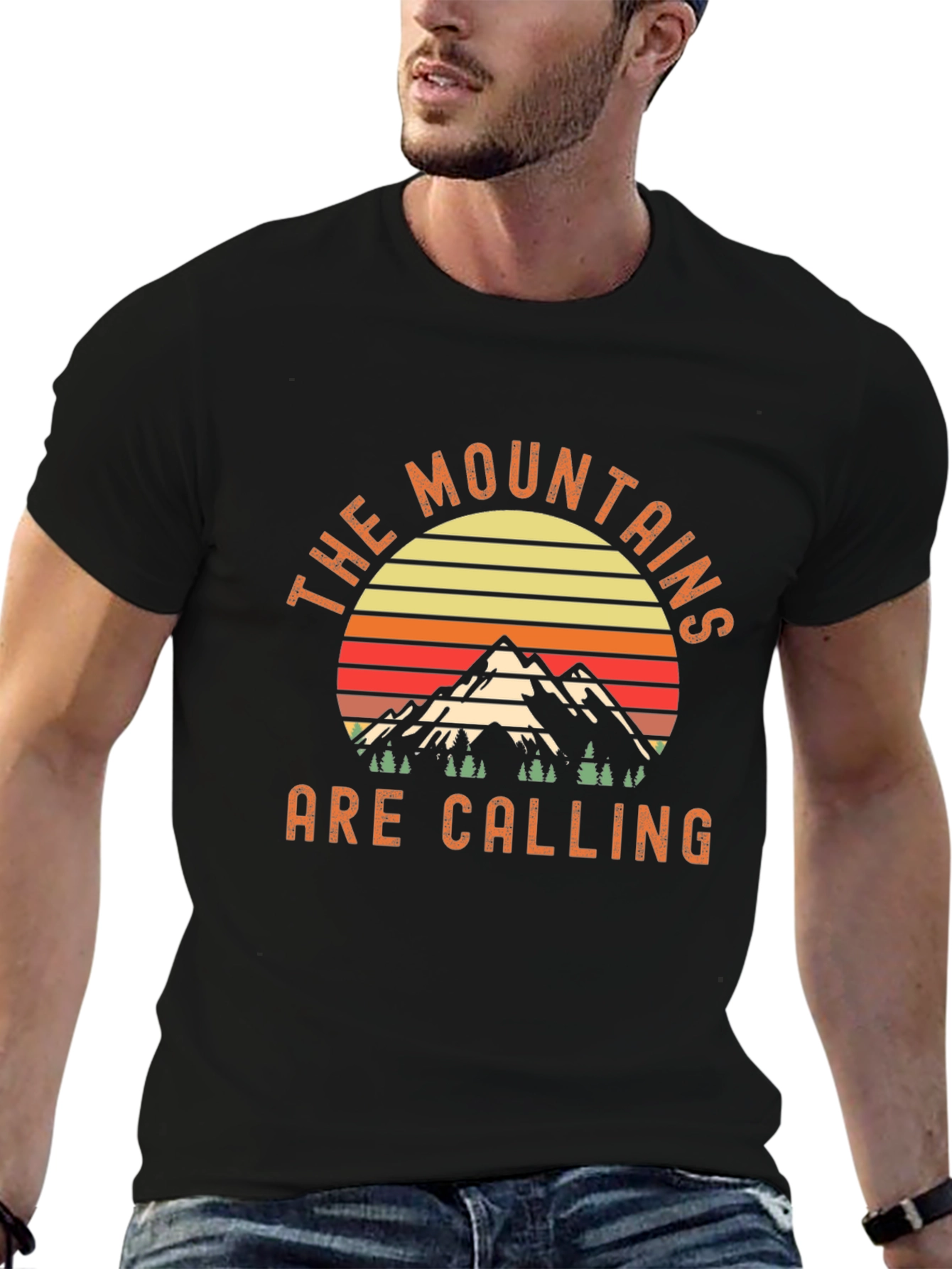 Black Mountains Are Calling Black Graphic Tee view 6