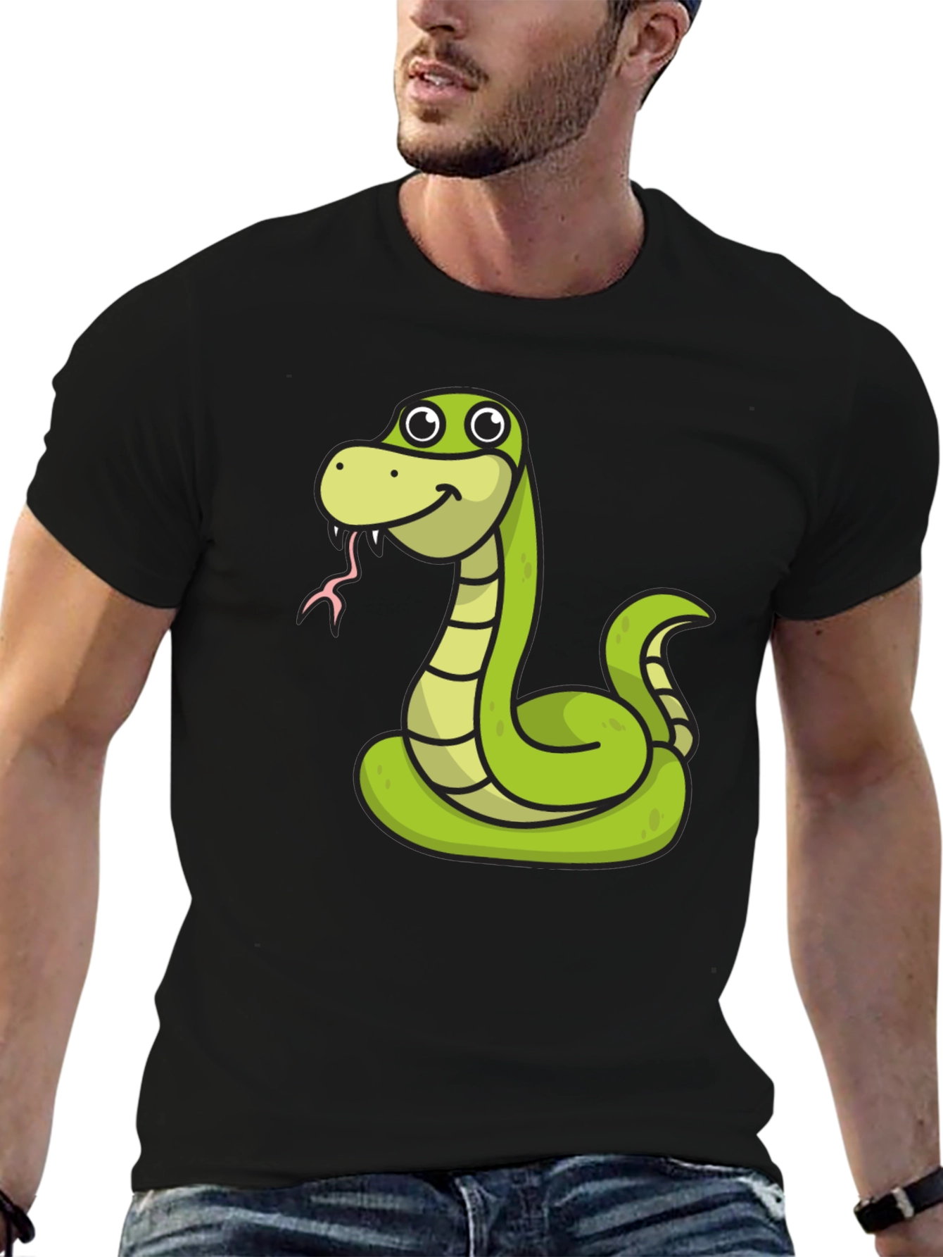 Black Snake Cartoon Graphic Tee view 6