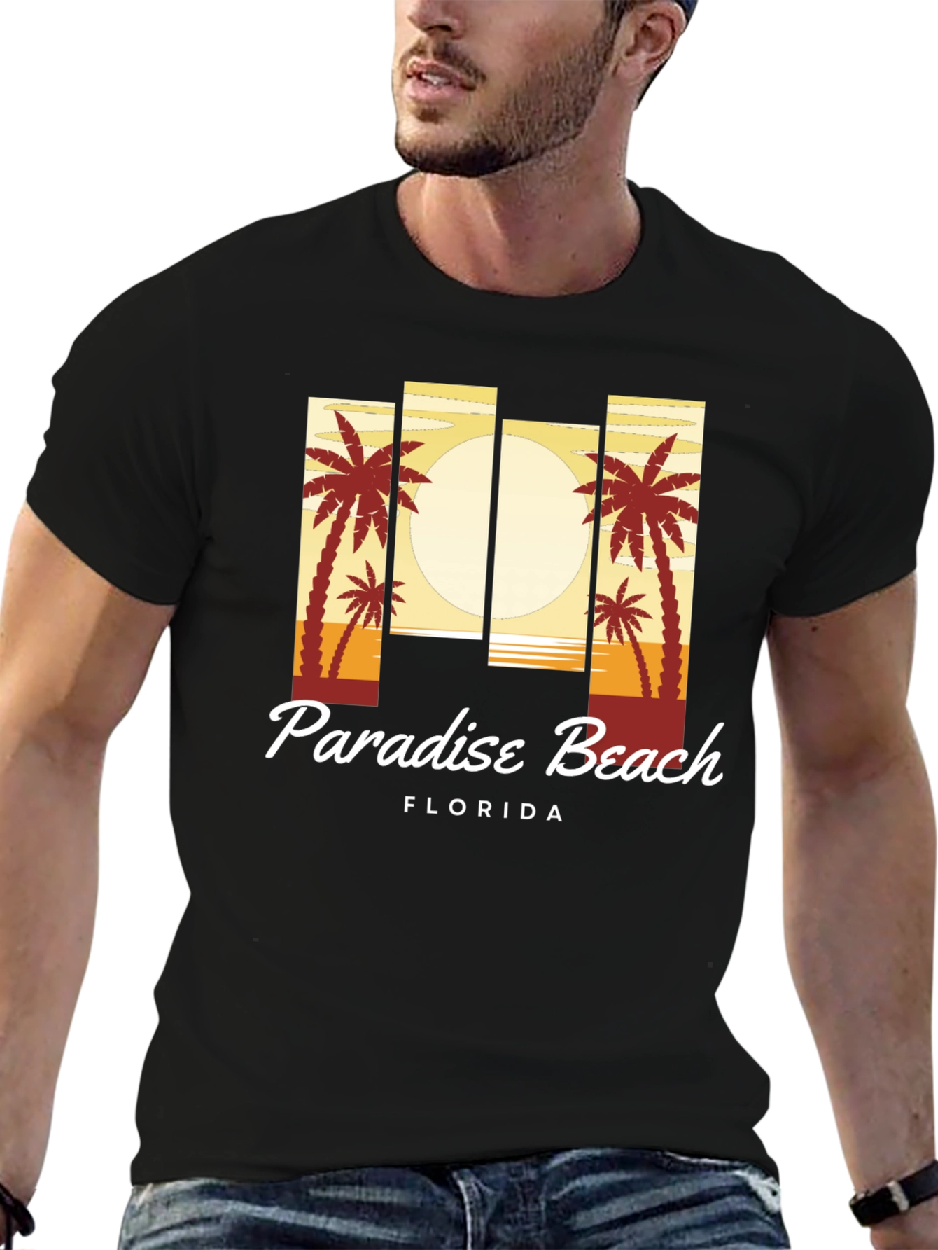 Black Paradise Beach Florida T-Shirt view 6