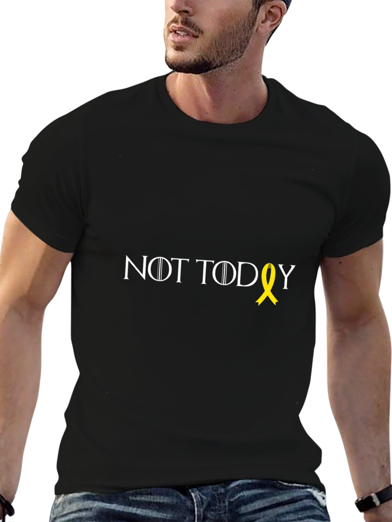 Black Not Today Graphic Tee - Black Cotton T-Shirt view 6