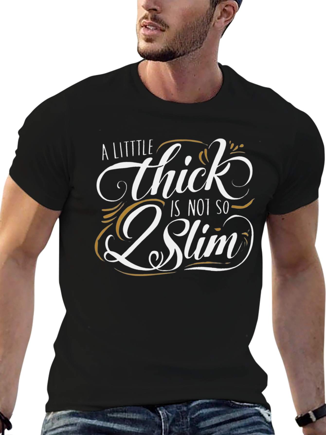Black A Little Thick is Not So 2 Slim T-Shirt view 6