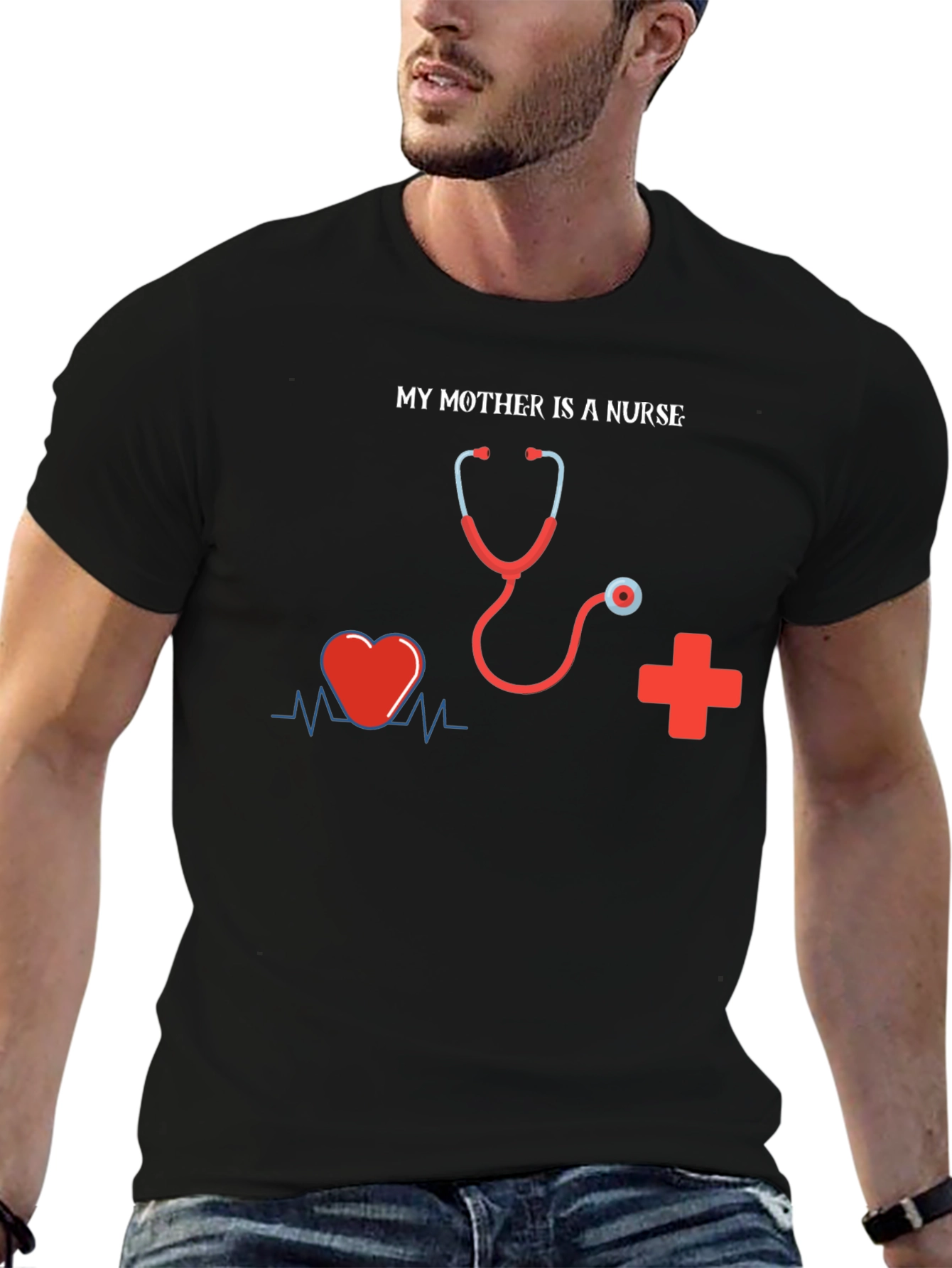 Black My Mother is a Nurse T-Shirt - Medical Hero Apparel view 6