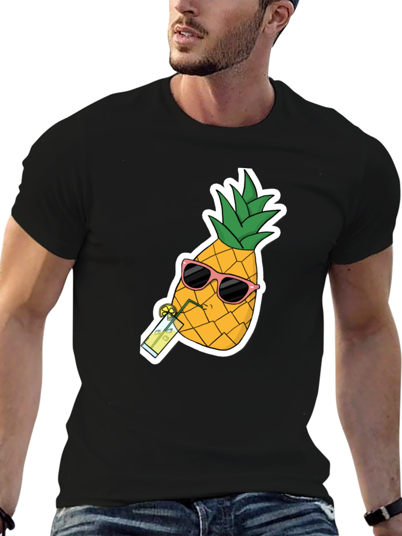 Black Pineapple Sunglasses T-Shirt - Cool Summer Tee view 6