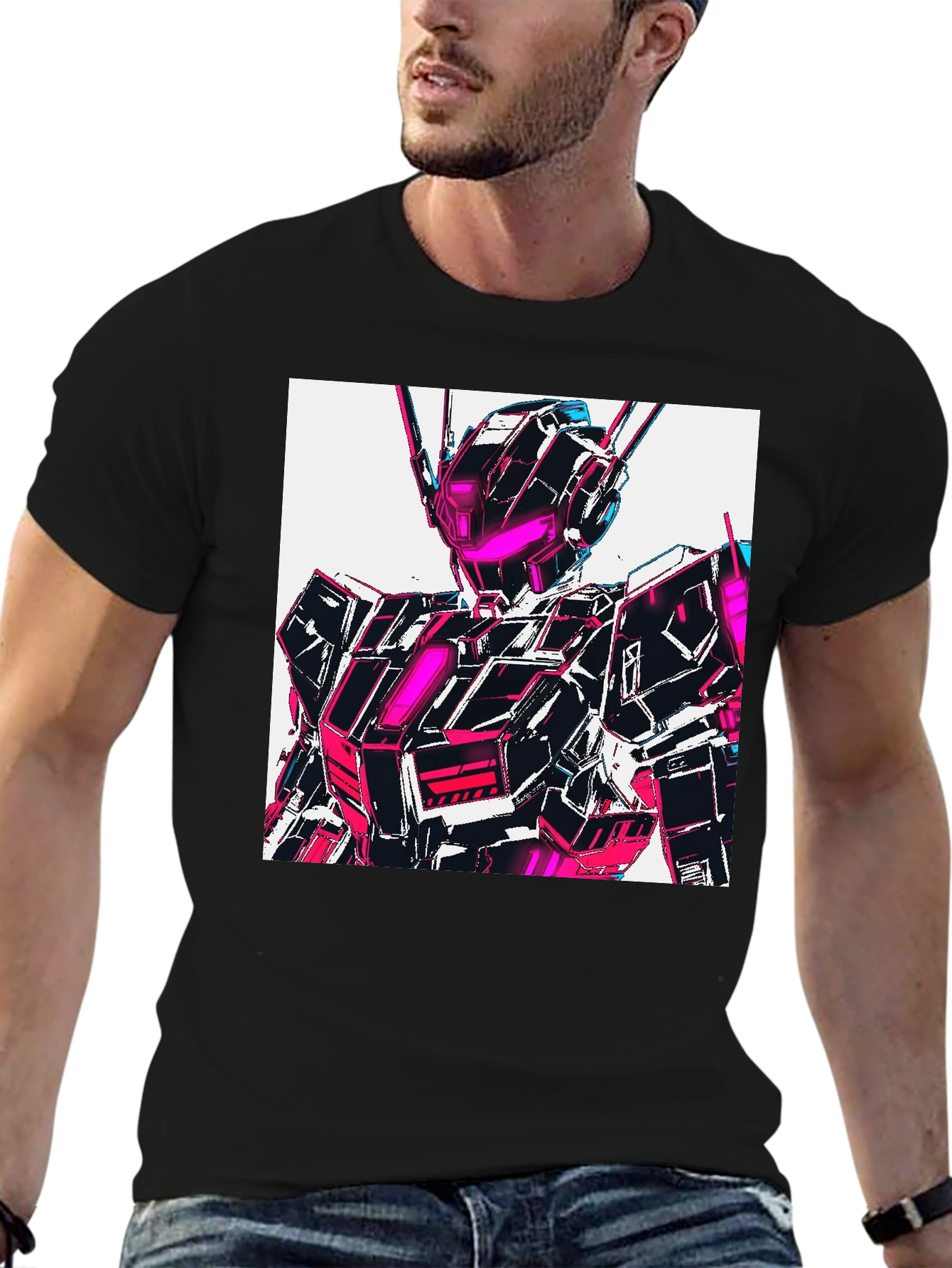 Black Cyberpunk Robot T-Shirt view 6