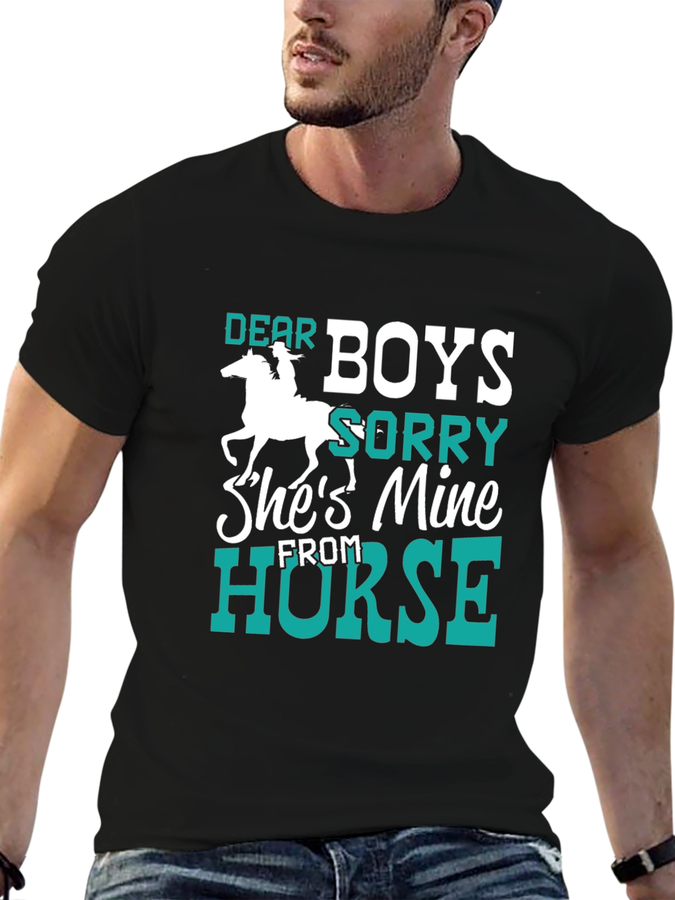 Black Dear Boys Horse Lover T-Shirt view 6