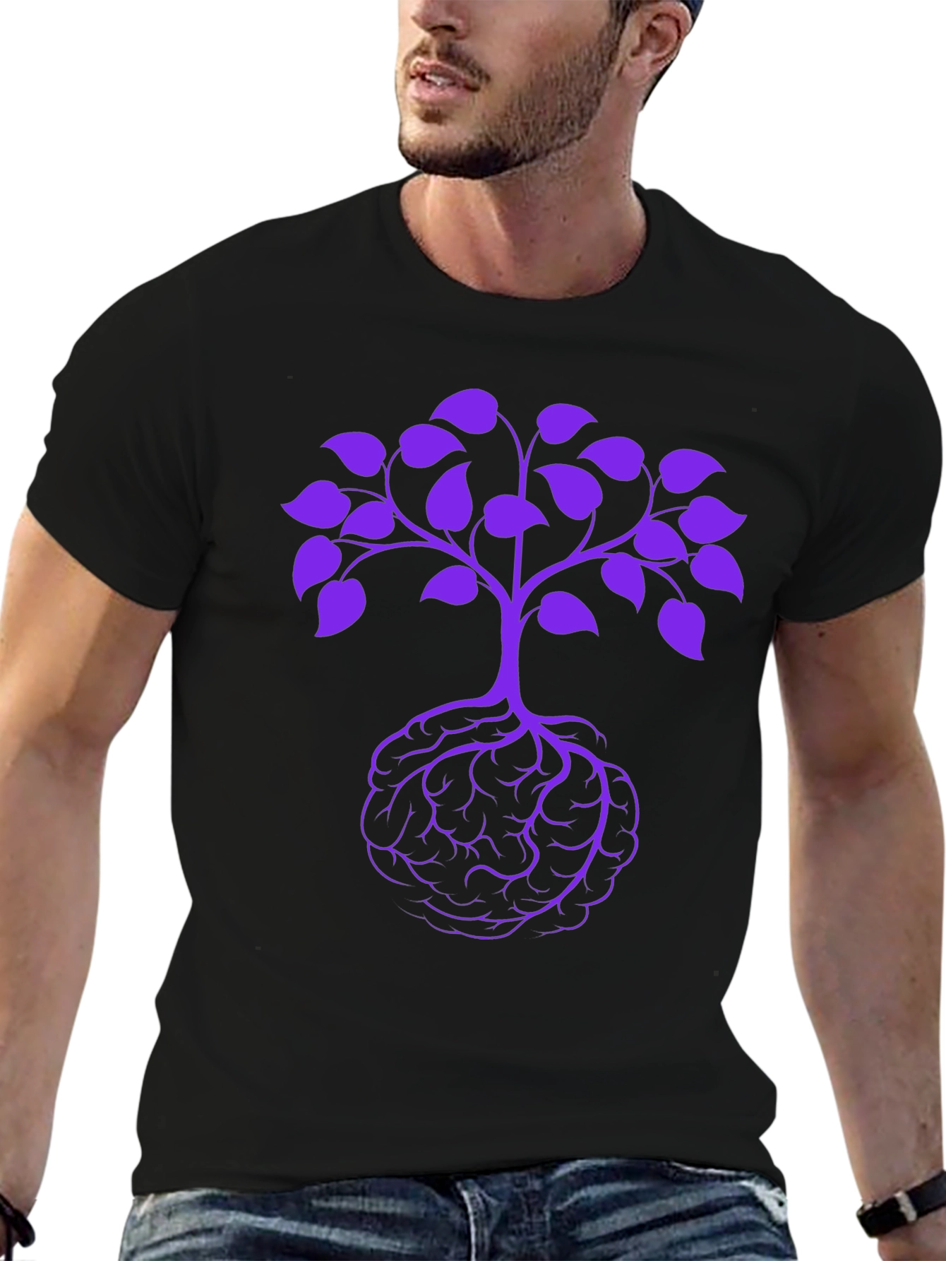 Black Brain Tree Graphic Tee - Unisex view 6