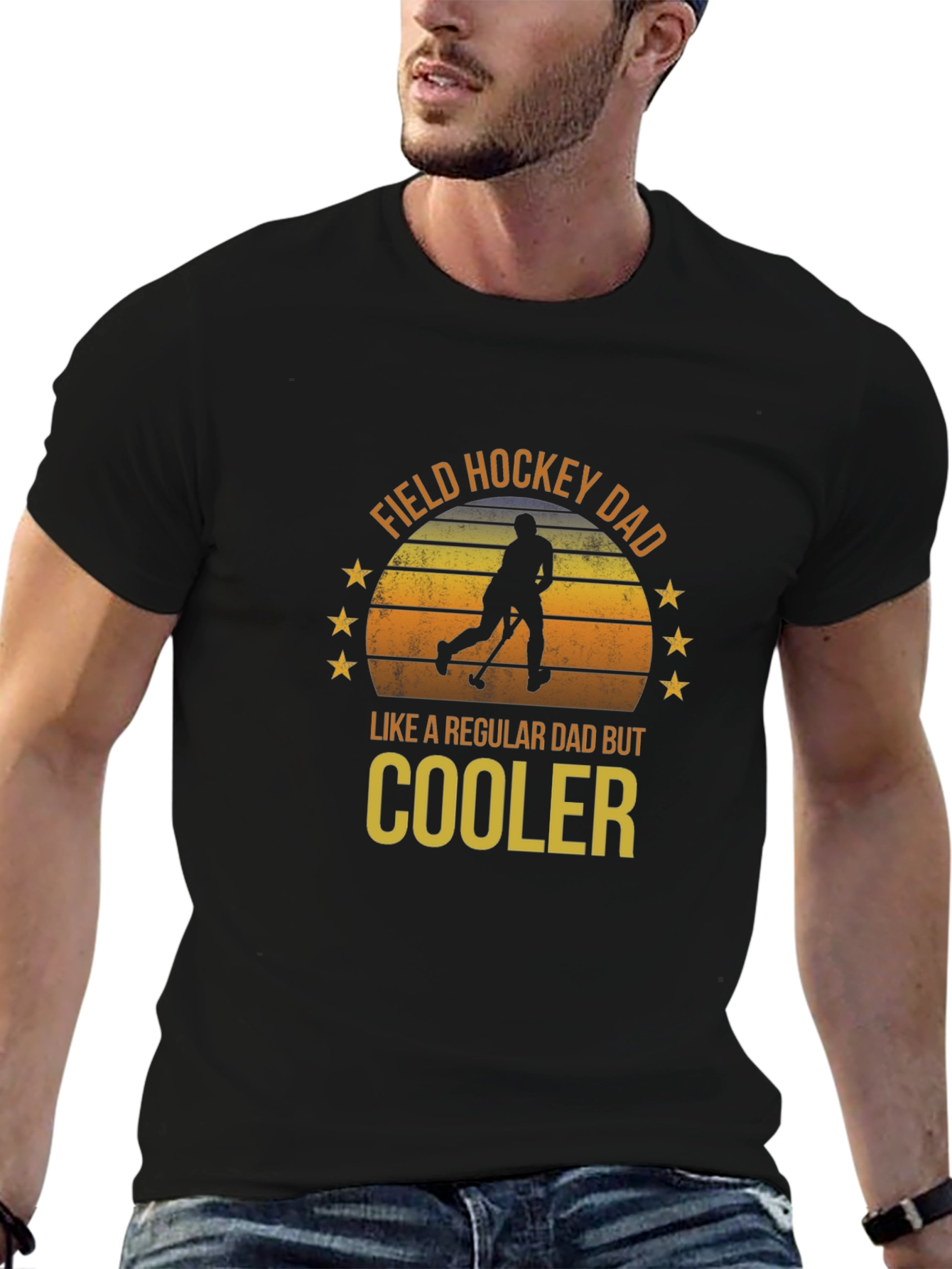 Black Field Hockey Dad T-Shirt - Cool Dad Edition view 6