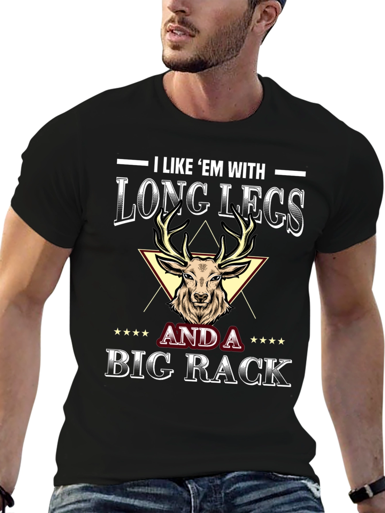 Black Men's "Long Legs Big Rack" Graphic Tee view 6