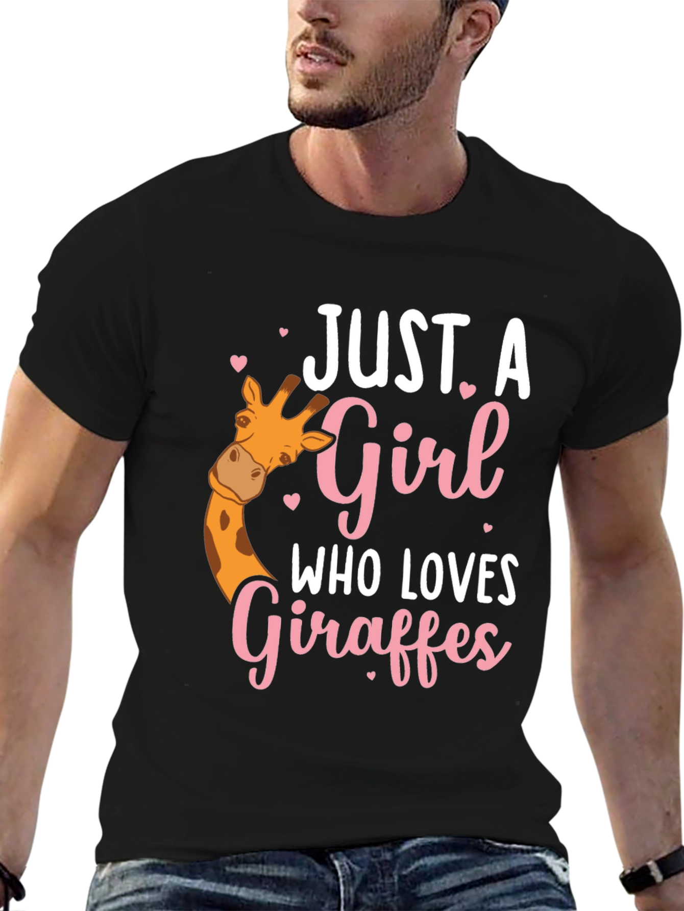 Black Giraffe Lover T-Shirt - Cute Giraffe Girl Tee view 6