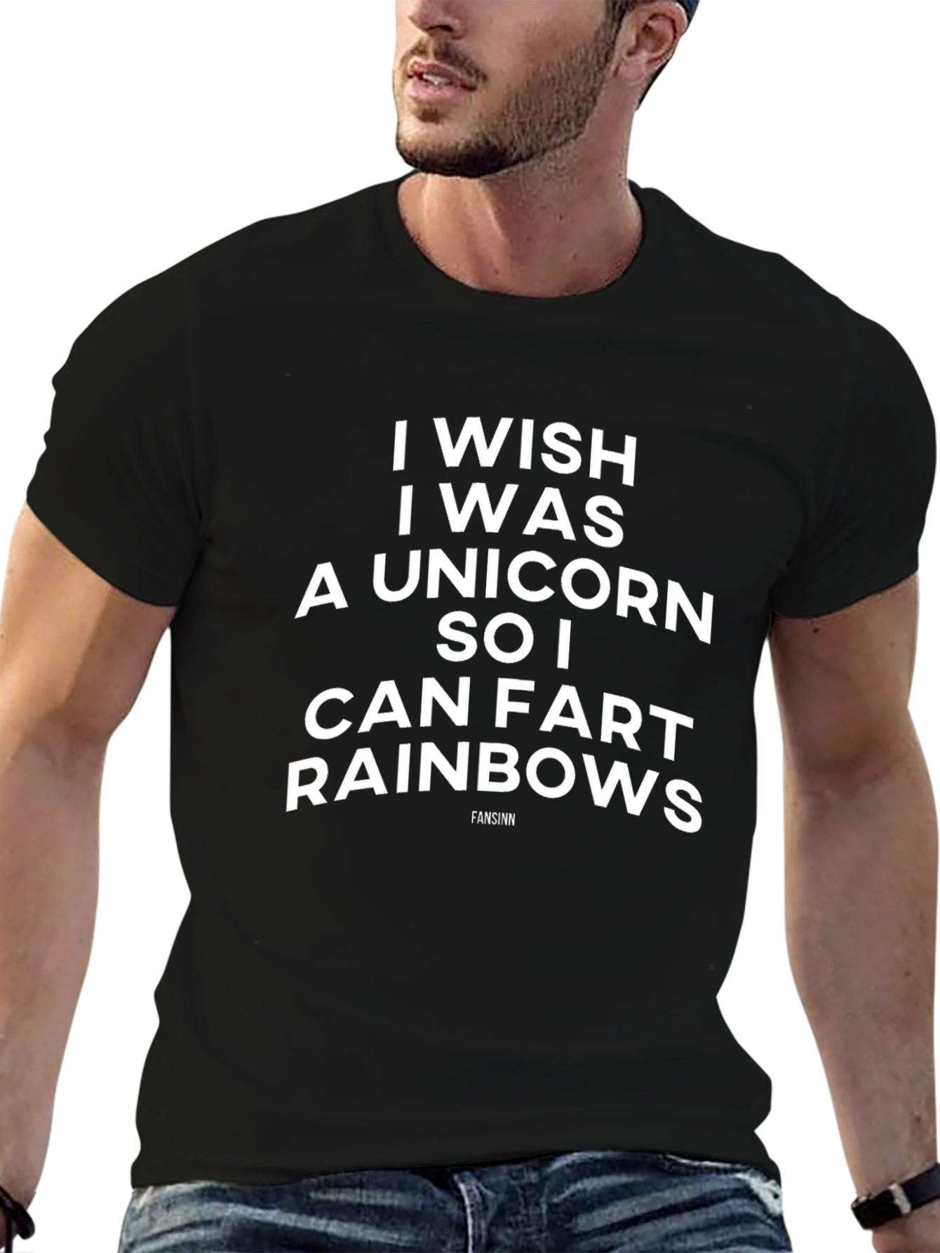 Black Unicorn Rainbow Fart T-Shirt - Mens Graphic Tee view 6