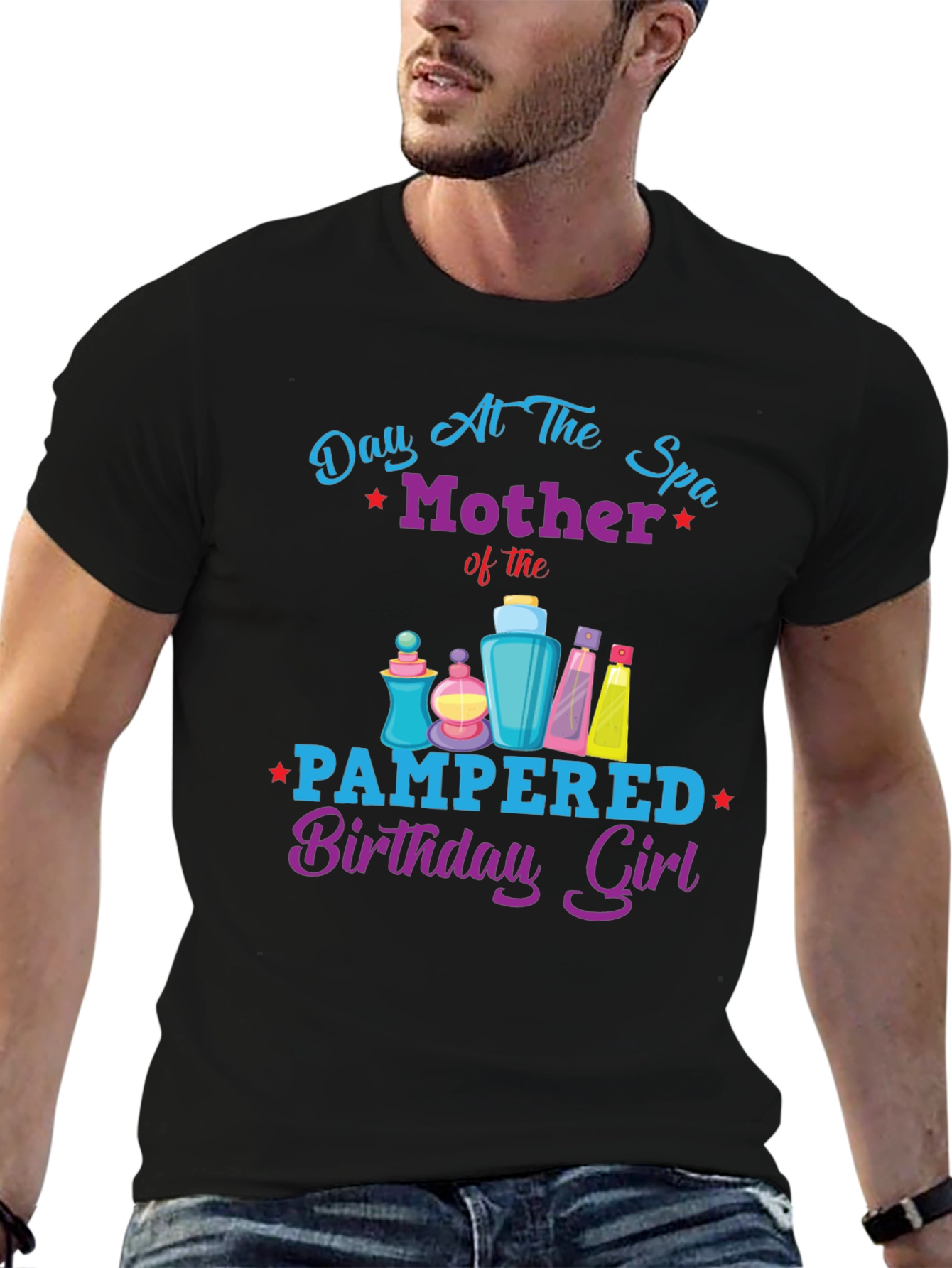 Black Mother's Day Spa Birthday Girl Graphic Tee view 6