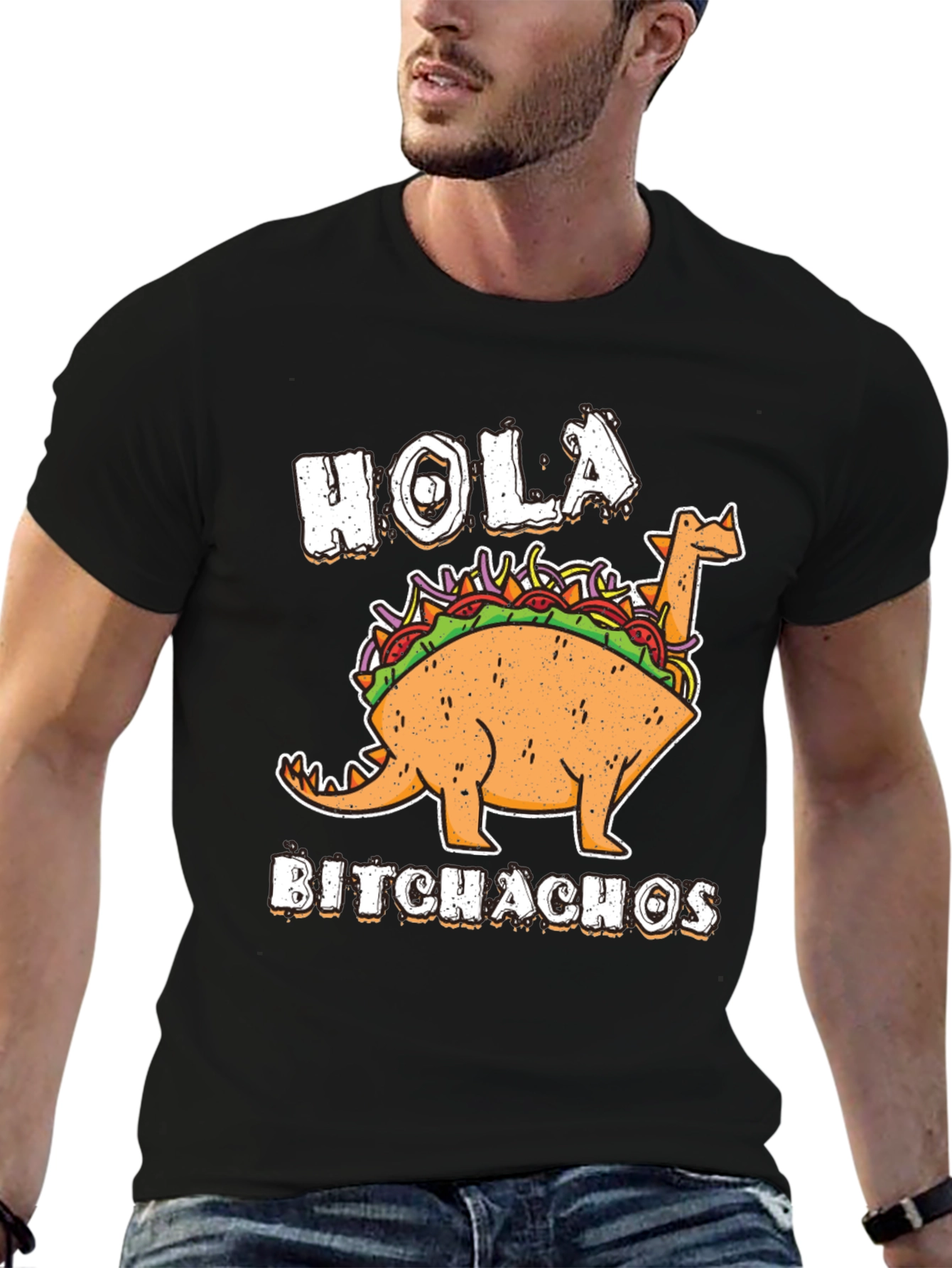 Hola Bitchachos T-Shirt - Funny Dino Taco - 6