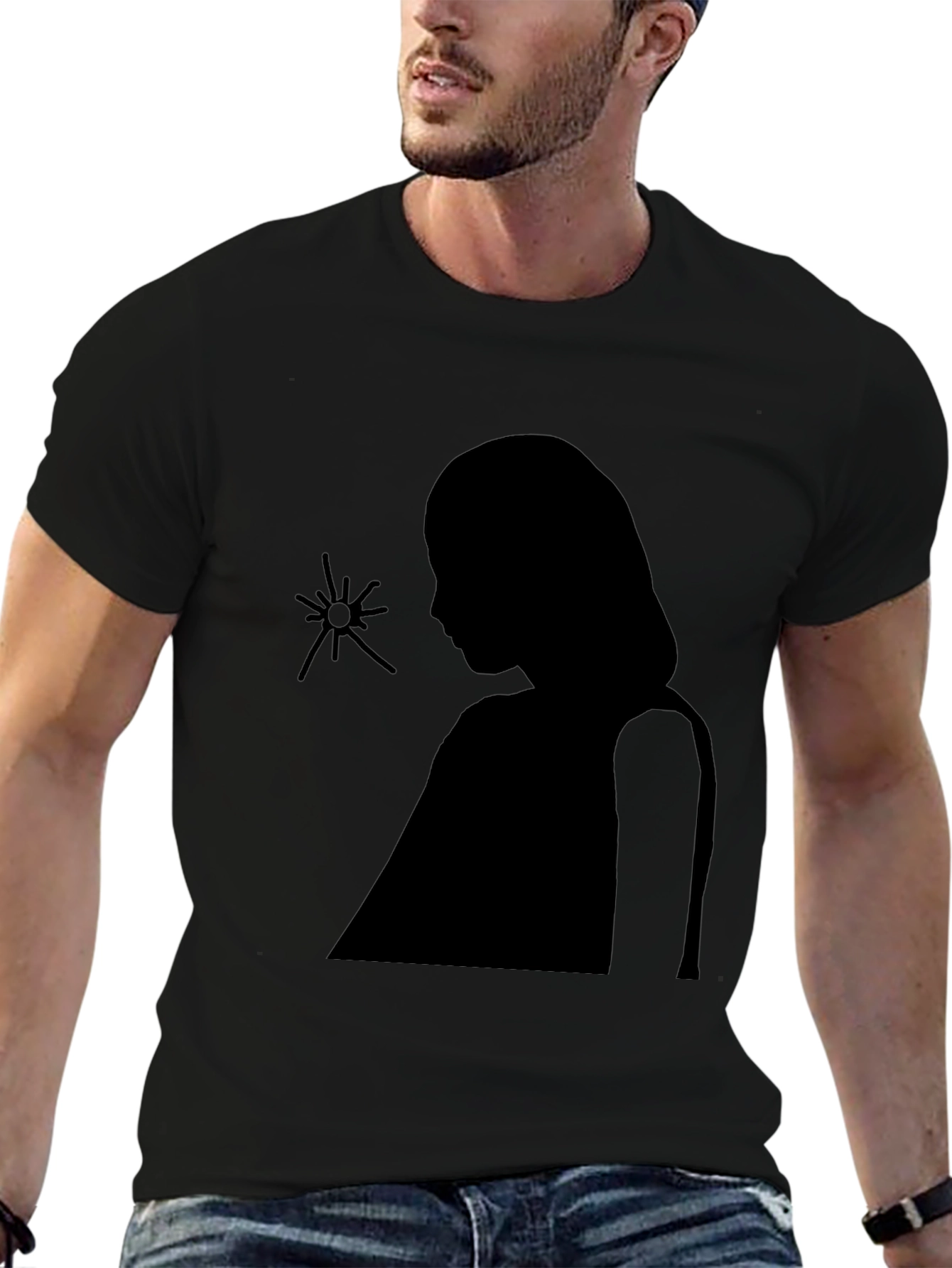 Black Silhouette Graphic Black Tee view 6