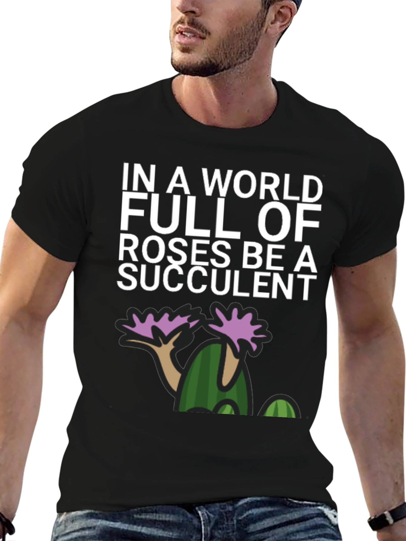 Black Be a Succulent Graphic T-Shirt view 6