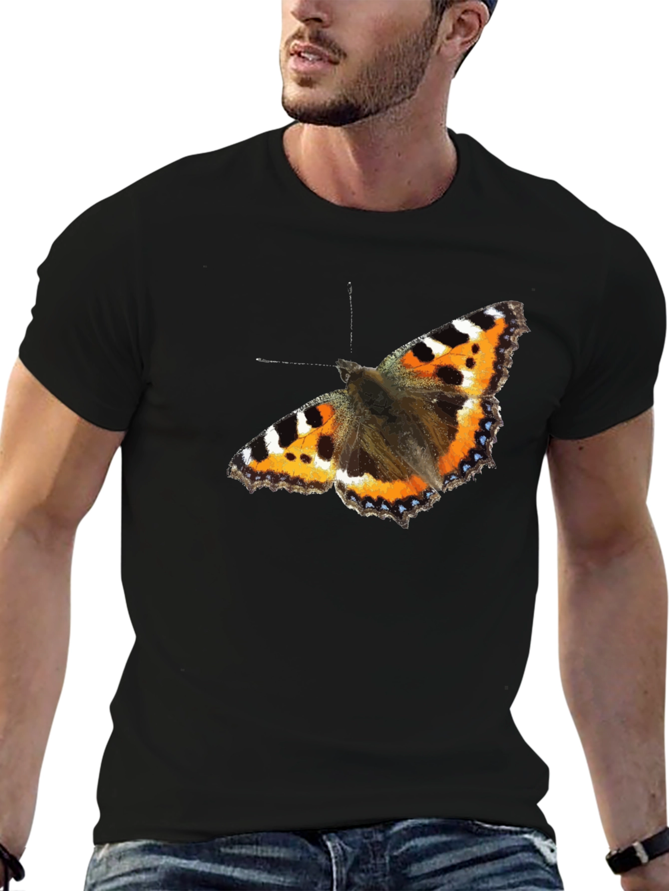 Black Butterfly Graphic Black T-Shirt view 6