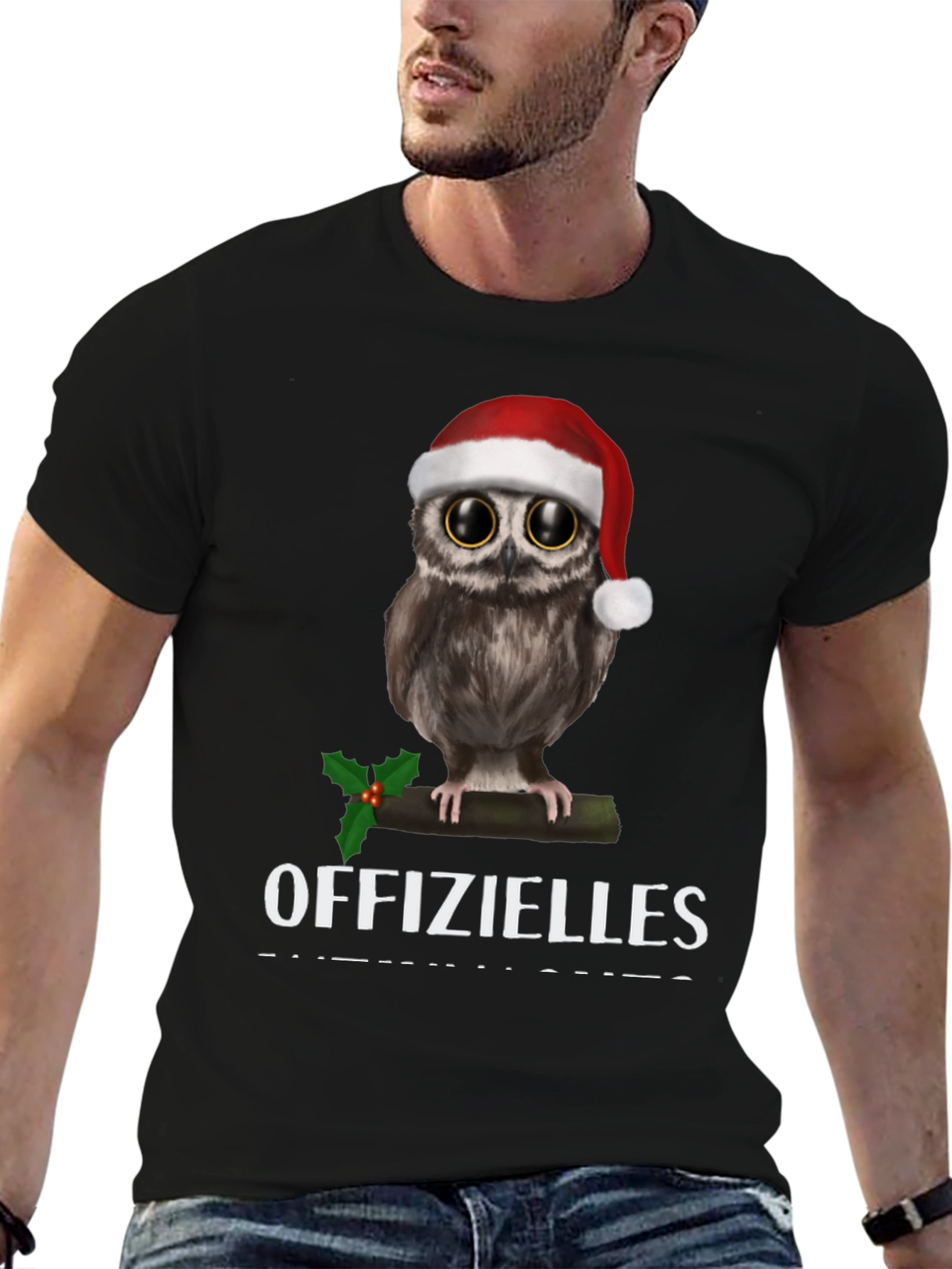 Black Festive Owl T-Shirt: Offizielles Christmas Cheer! view 6