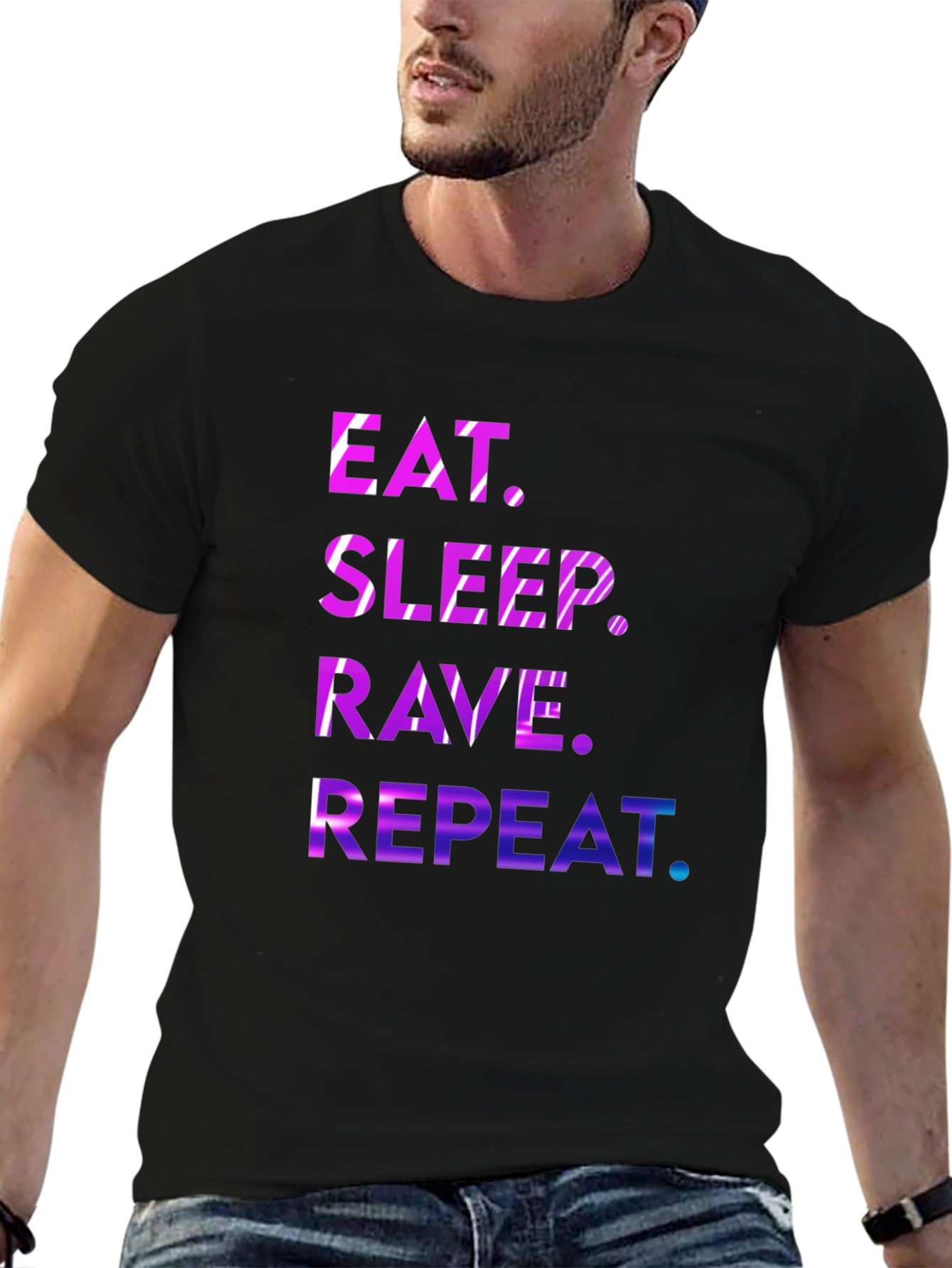 Black Eat Sleep Rave Repeat Graphic Tee view 6