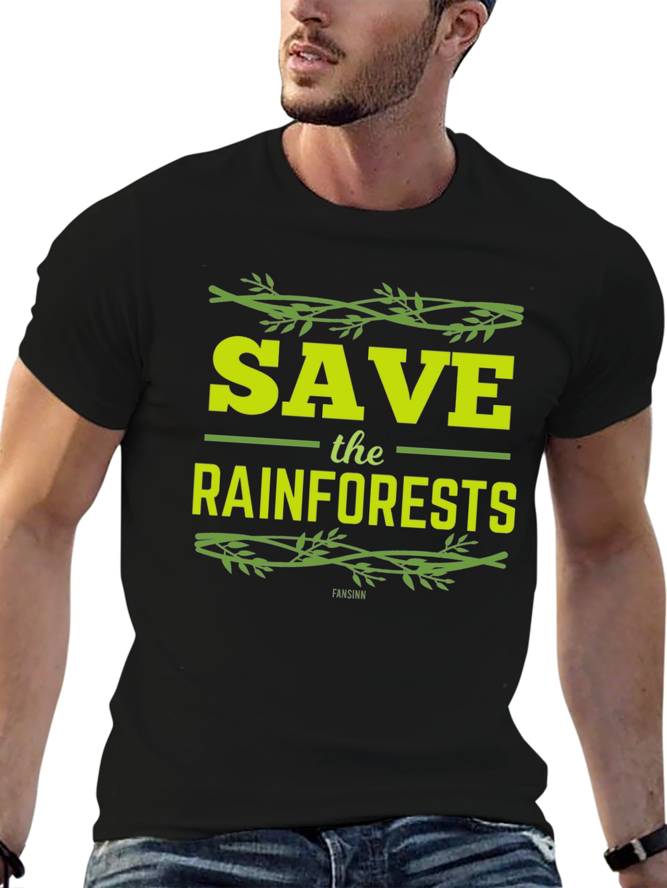 Black Save the Rainforests Graphic T-Shirt - Eco-Friendly Tee view 6
