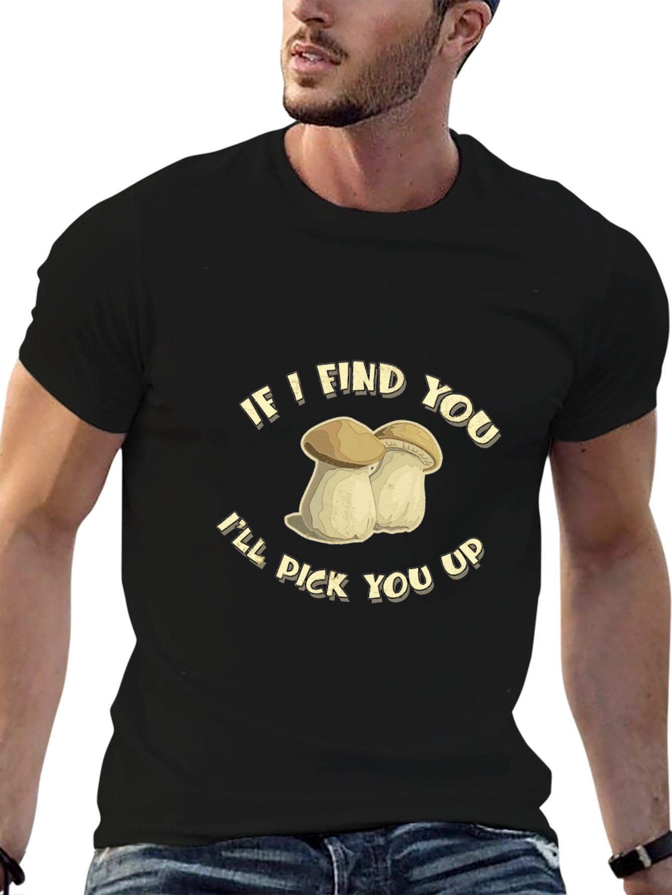 Black Funny Mushroom Graphic Tee - If I Find You view 6