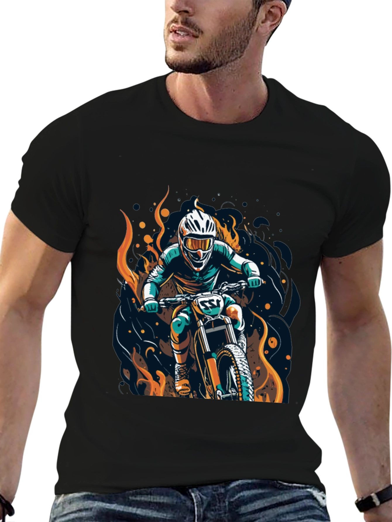 Black Motocross Rider Graphic Tee view 6
