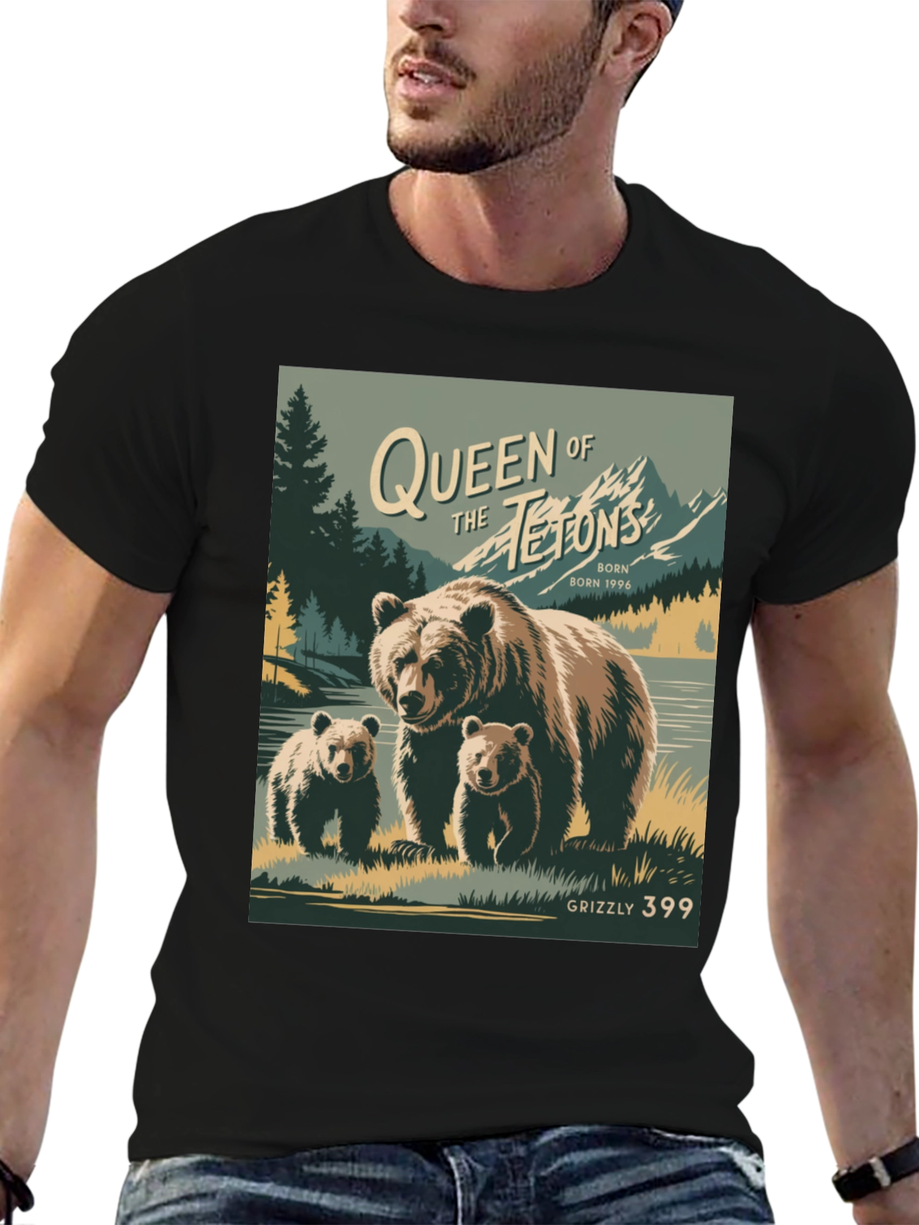Black Queen of the Tetons Grizzly Bear T-Shirt view 6
