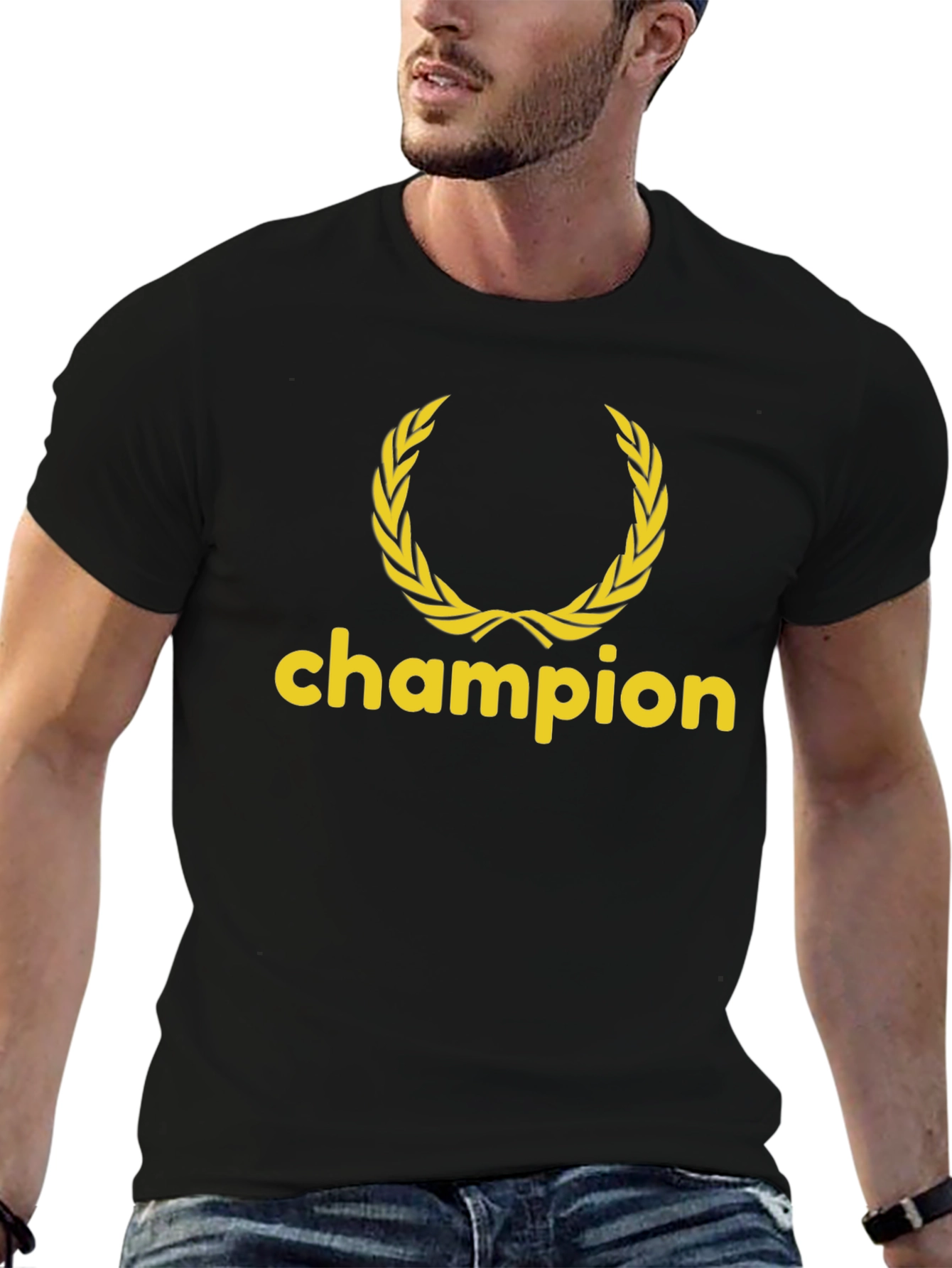 Black Champion Graphic Tee - Black Cotton Blend view 6