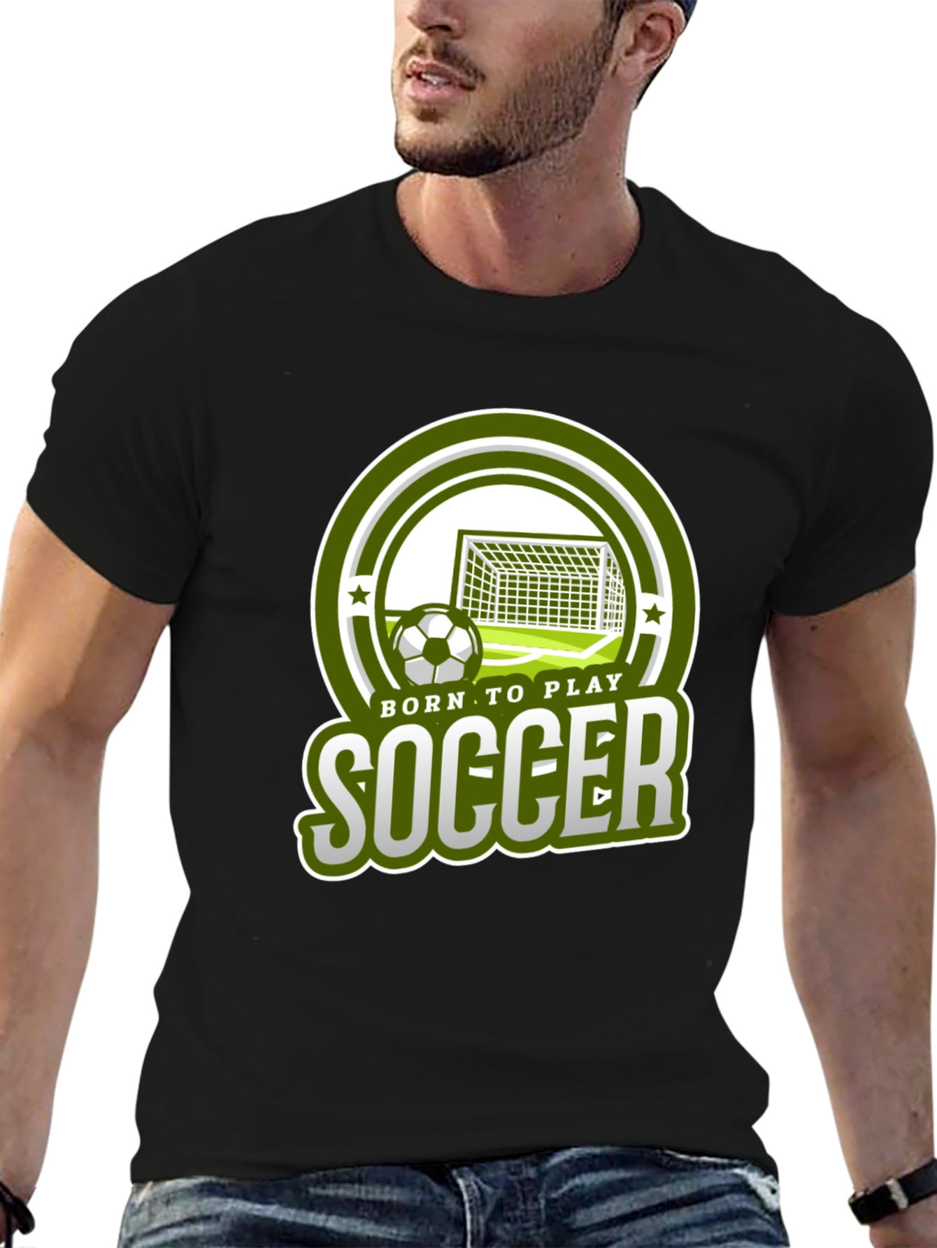 Black Born To Play Soccer Graphic T-Shirt view 6