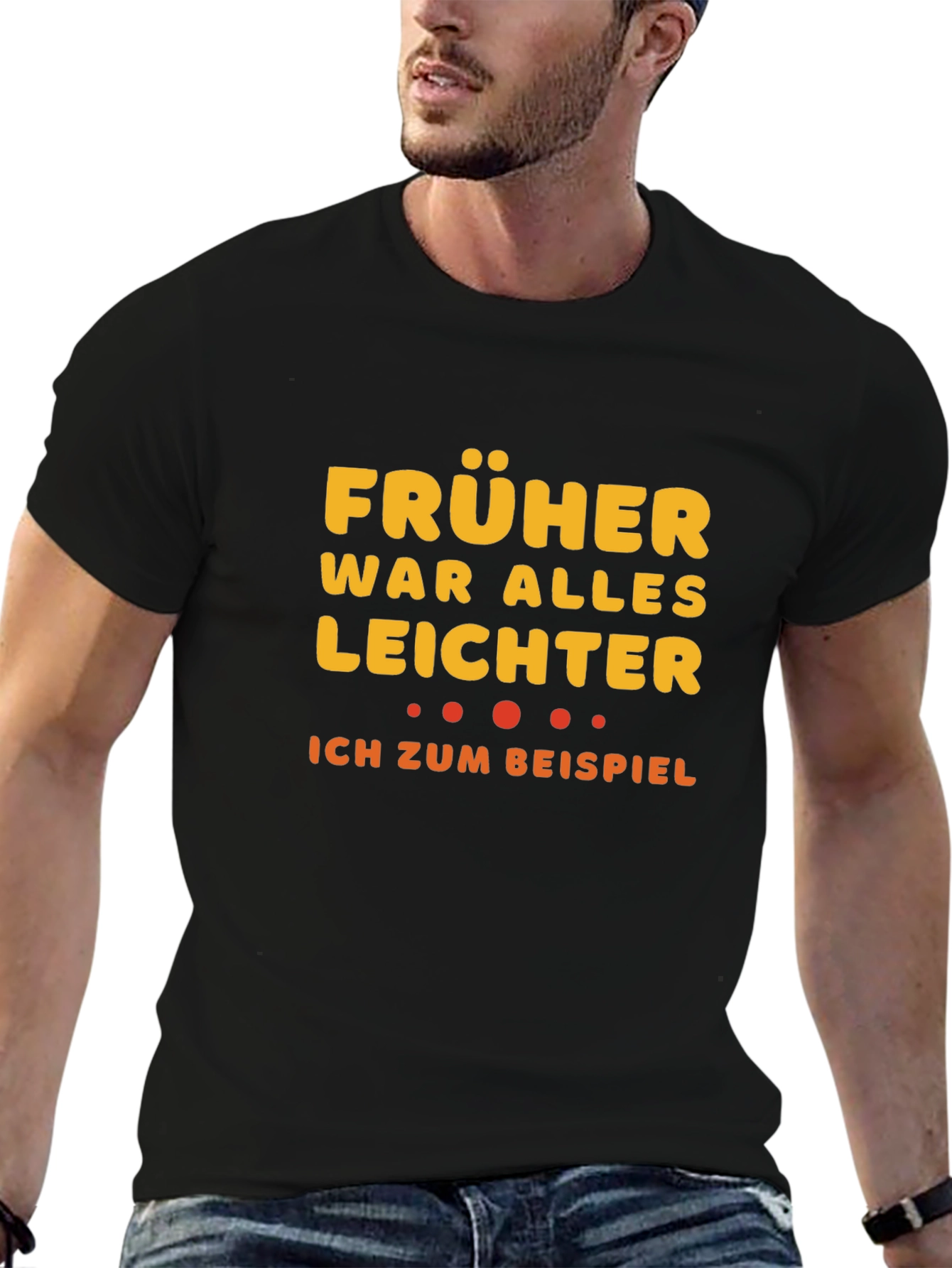Black Funny German 'Früher War Alles Leichter' T-Shirt view 6