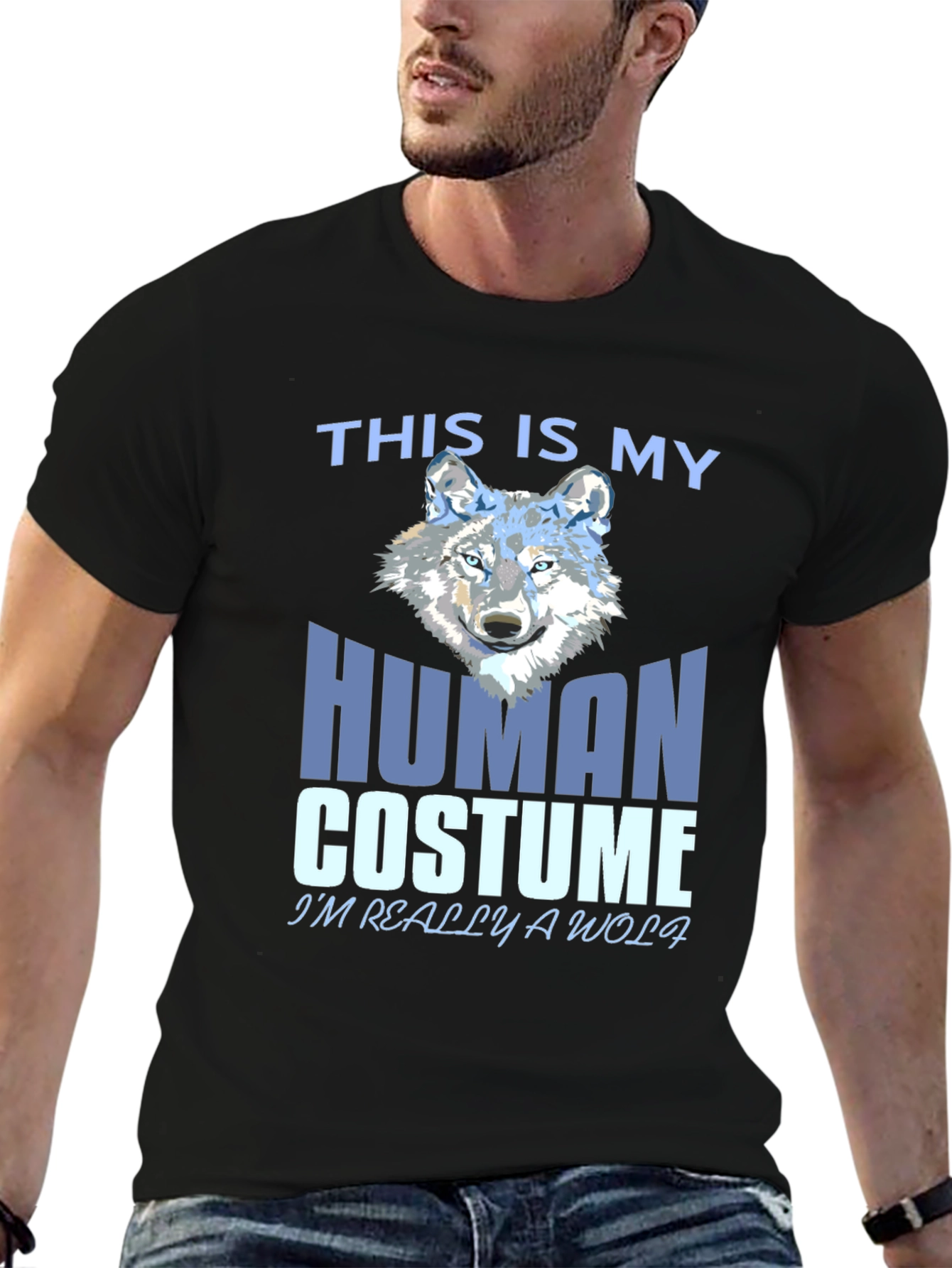 Black Human Costume Wolf T-Shirt view 6