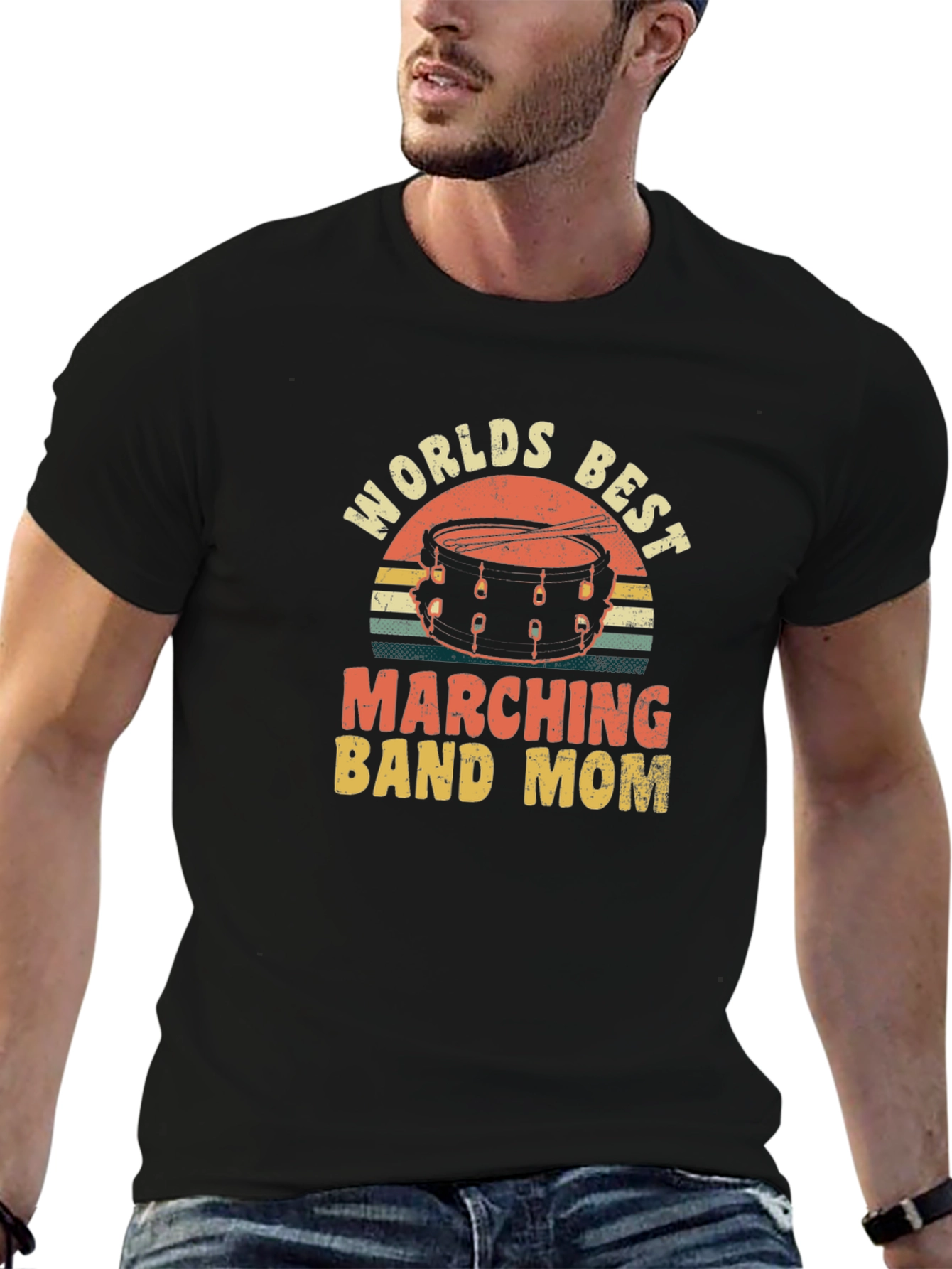 Black Worlds Best Marching Band Mom T-Shirt view 6