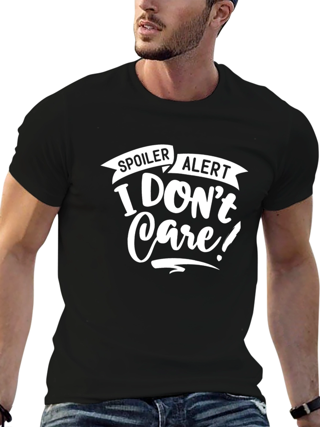 Black Spoiler Alert T-Shirt - I Don't Care Novelty Tee view 6