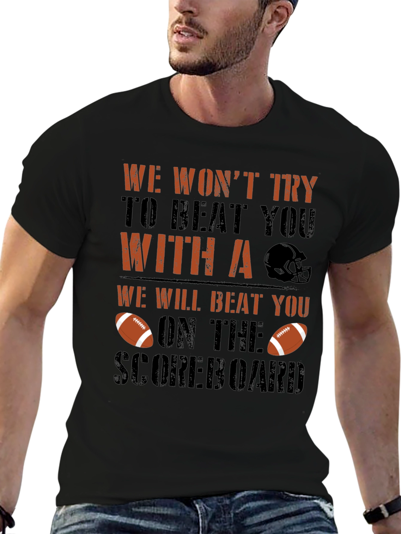 Black Funny Football T-Shirt: Scoreboard Wins view 6