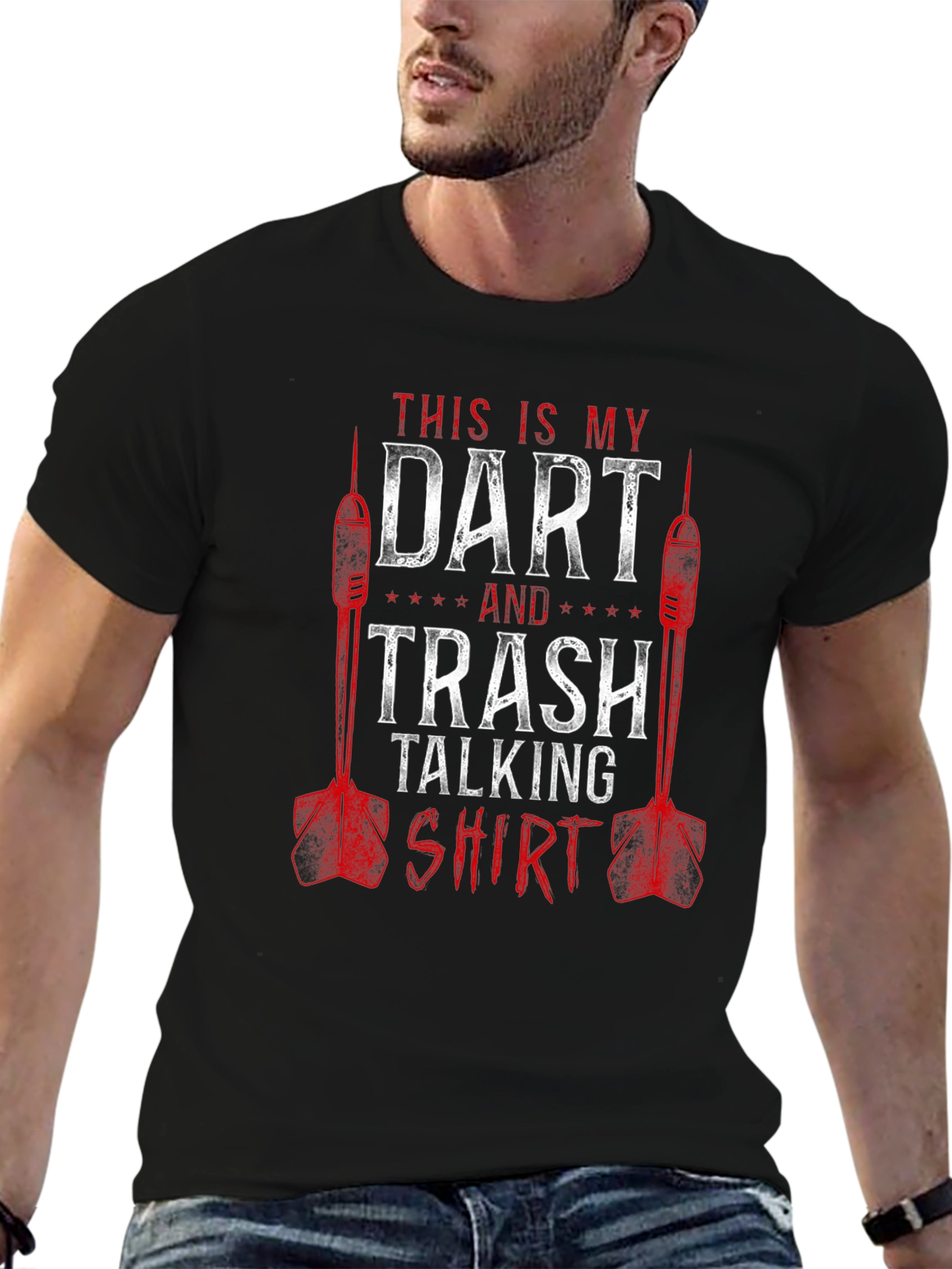 Black Dart and Trash Talking Shirt - Funny Darts T-Shirt view 6